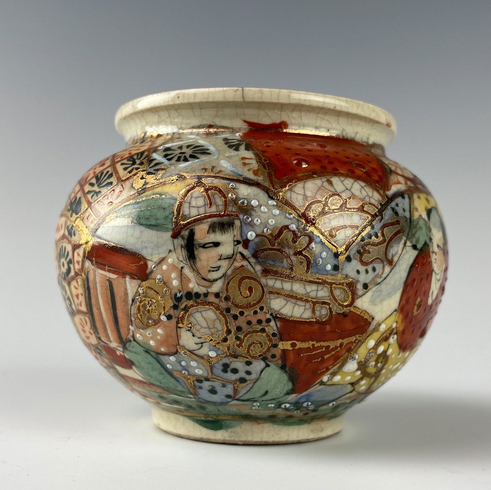 Japanese Signed Satsuma Glazed Enamel Ceramic Vase (1 of 5)