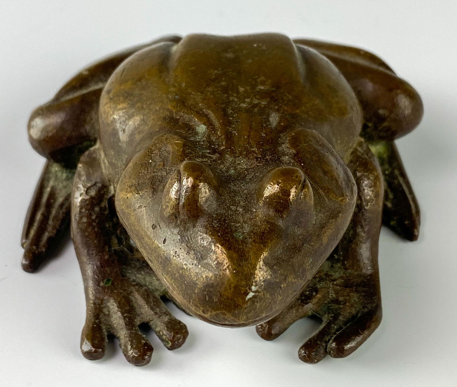 Solid Cast Bronze Antique Frog Desk Paperweight (1 of 5)