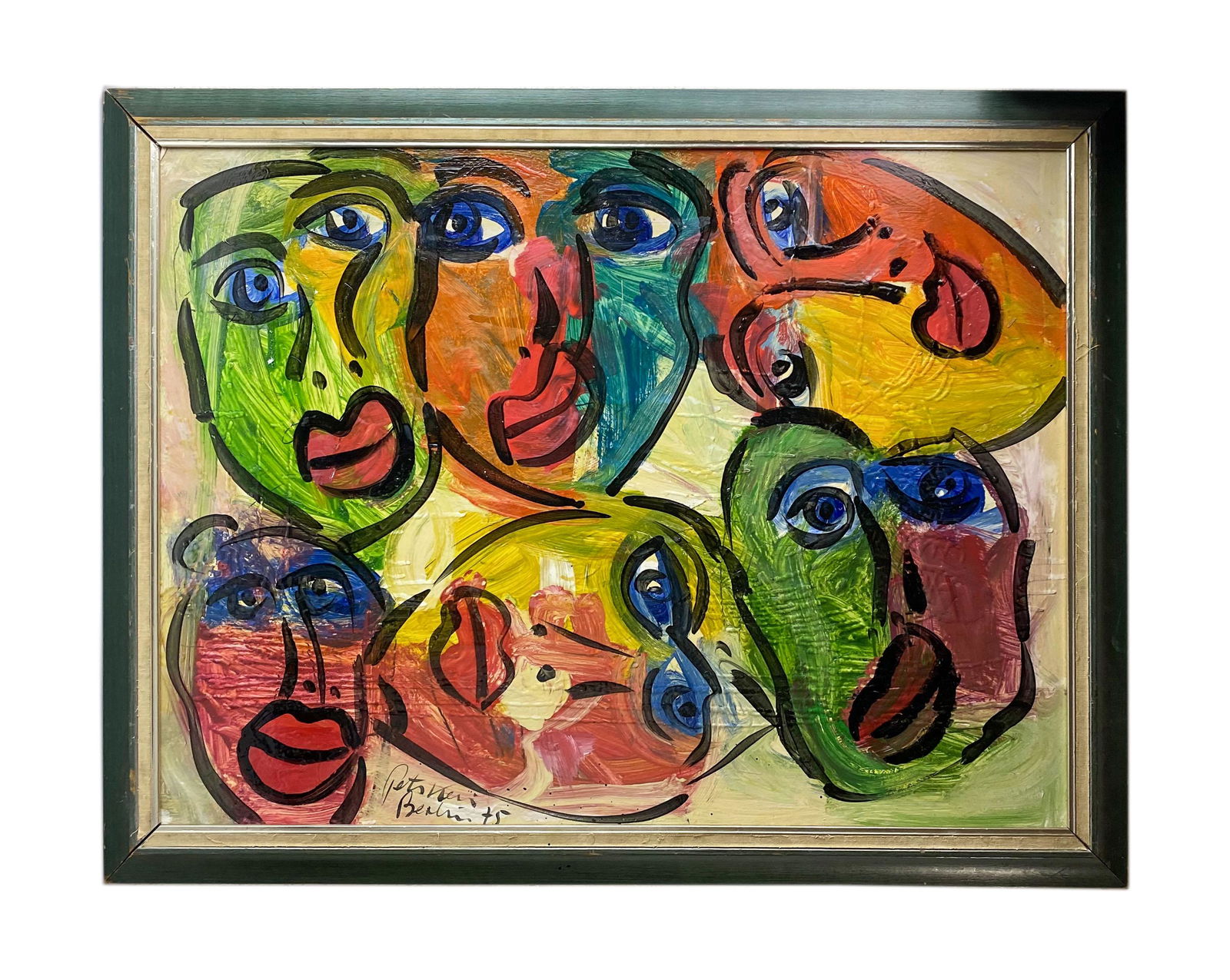 Peter Keil (German, b.1942) Boy Band Oil Painting: Peter Robert Keil (German / American, Born 1942) Neo-Expressionist. Original oil painting. Signed lower left Peter Keil Berlin '75. Verso inscribed "Boy Band" and dated 1975. Work measures approximate