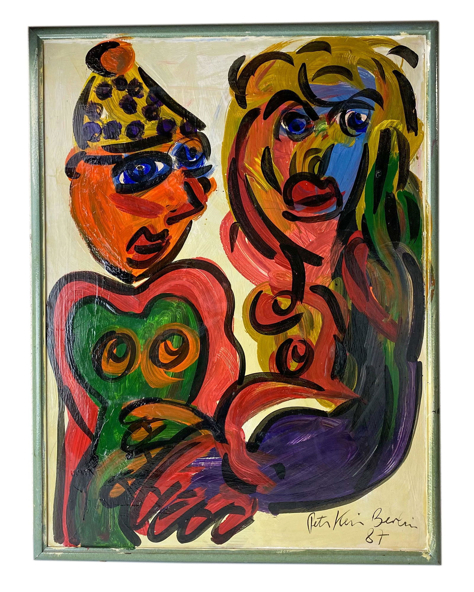 Peter Keil (German b.1942) Monroe Kennedy Painting: Peter Robert Keil (German / American, Born 1942) Neo-Expressionist. Original oil painting. Signed lower Peter Keil Berlin, '87. Verso signed Marilyn Monroe & J.F. Kennedy. Peter Keil Berlin Germany '8