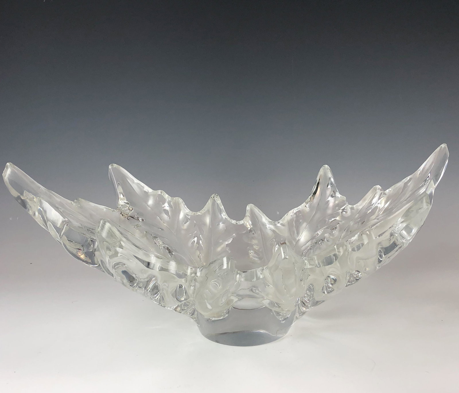 Lalique Crystal Champs Elysees Glass Centerbowl: A stunning hand crafted French crystal masterpiece originally designed in 1951 by Marc Lalique. Design influenced by the rows of trees that lined the most beautiful avenues capturing the essence of Pa