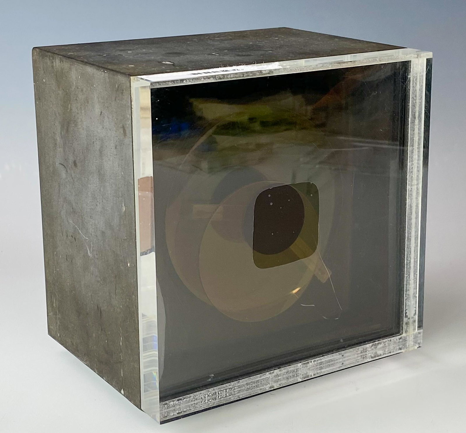 Prisma Kirsch Hamilton Mid Century Modern Clock: Nicely modeled Kirsch Hamilton 1970's Desk Clock. The clock face and the overlapping seconds hand disc continuously change colors as time passes, the color combinations continuing to delight and to su