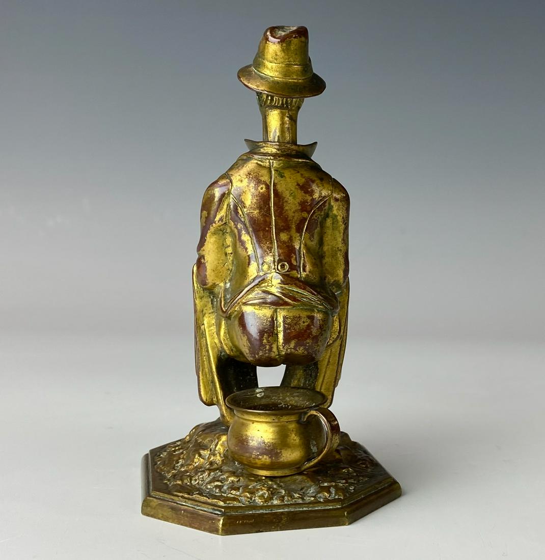 Antique Bronze Man on Chamber Pot Cigar Cutter - 2