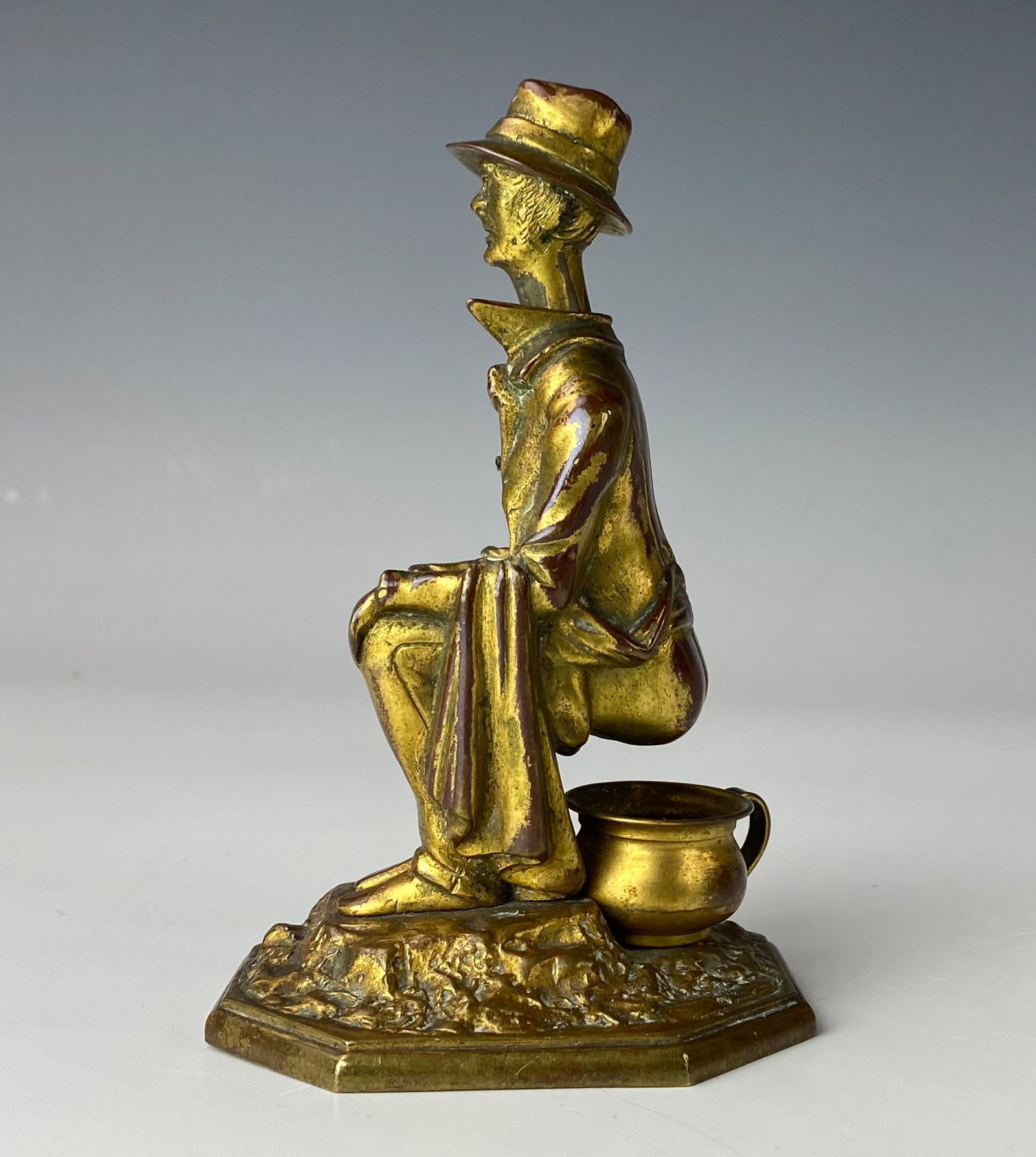 Antique Bronze Man on Chamber Pot Cigar Cutter - 3