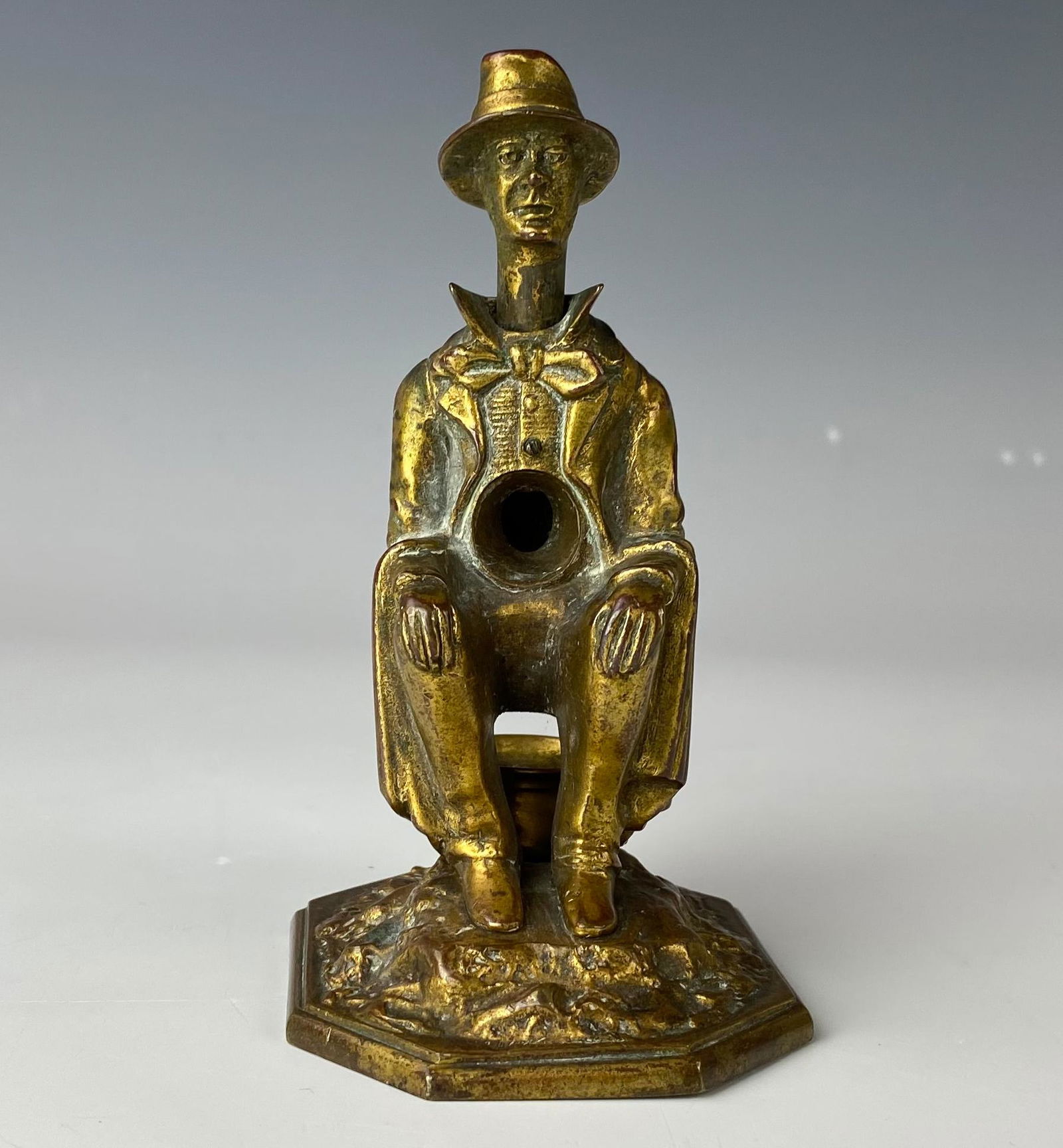 Antique Bronze Man on Chamber Pot Cigar Cutter - 5