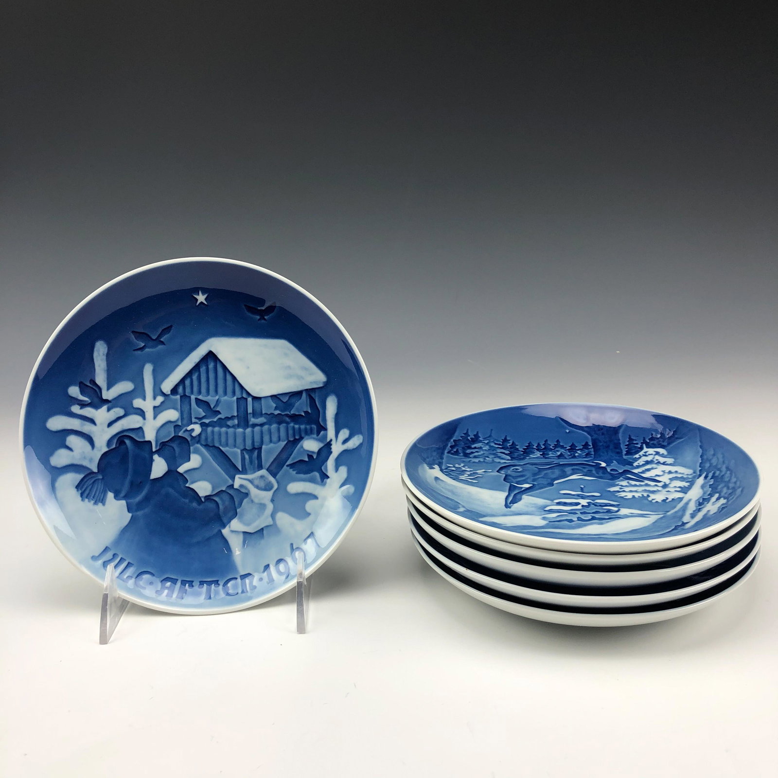 6 Bing Grondahl B&G Denmark Christmas Xmas Plates: Included are 6 Bing & Grondahl signed B&G Denmark Danish Porcelain Christmas Xmas Plates. The years are from 1963 - 1968. All graced with either figural, animal, boat or a church scene with a high gla