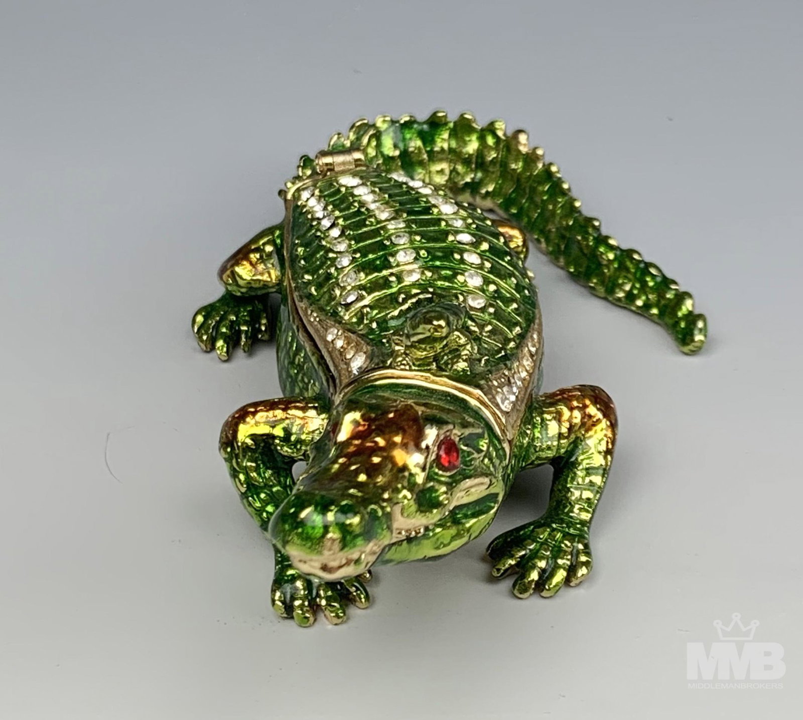 Jere Luxury Bejeweled Alligator & Baby Trinket Box (1 of 6)