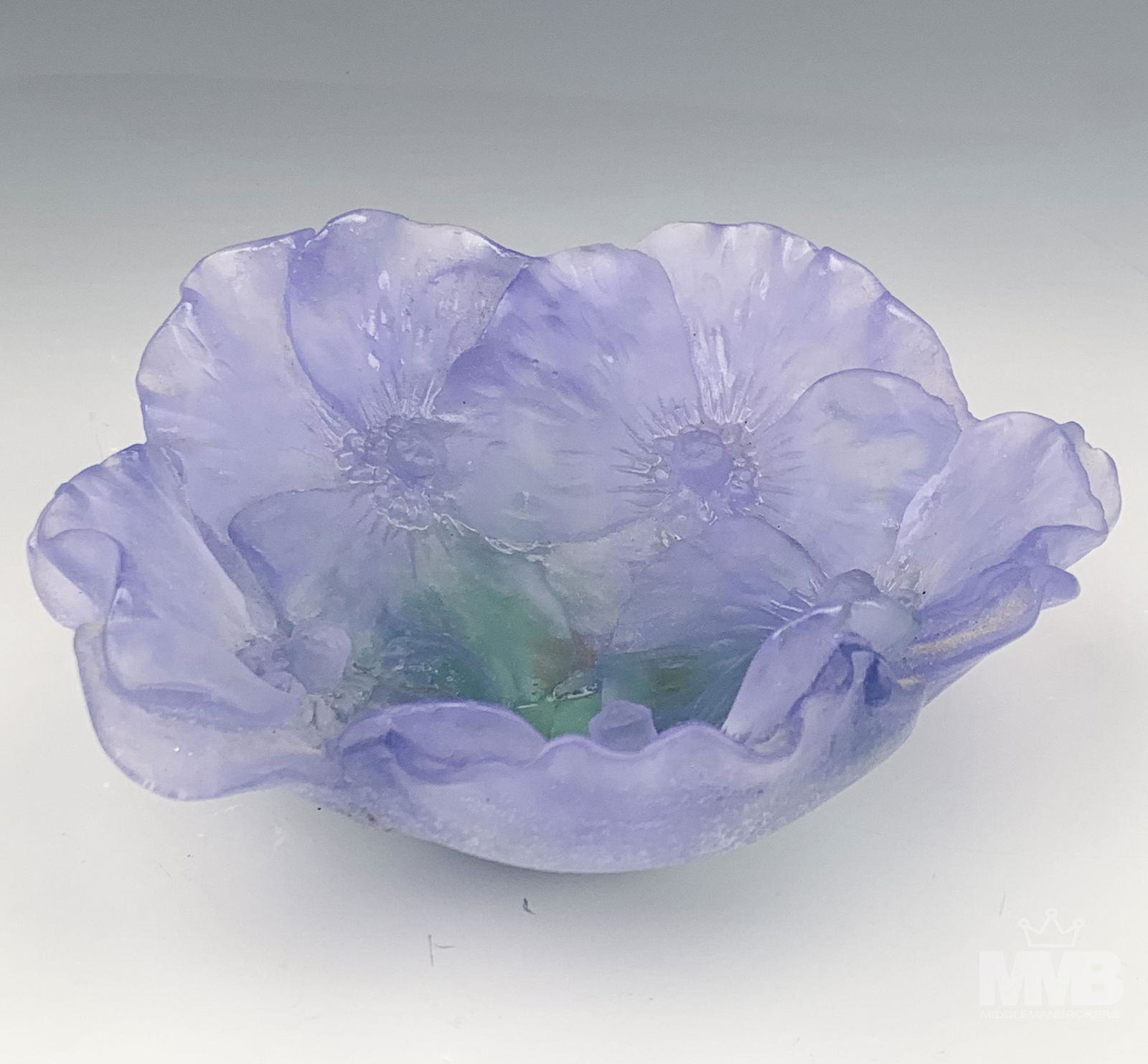 Daum Pate De Verre Lavender Hibiscus Flower Dish (1 of 4)