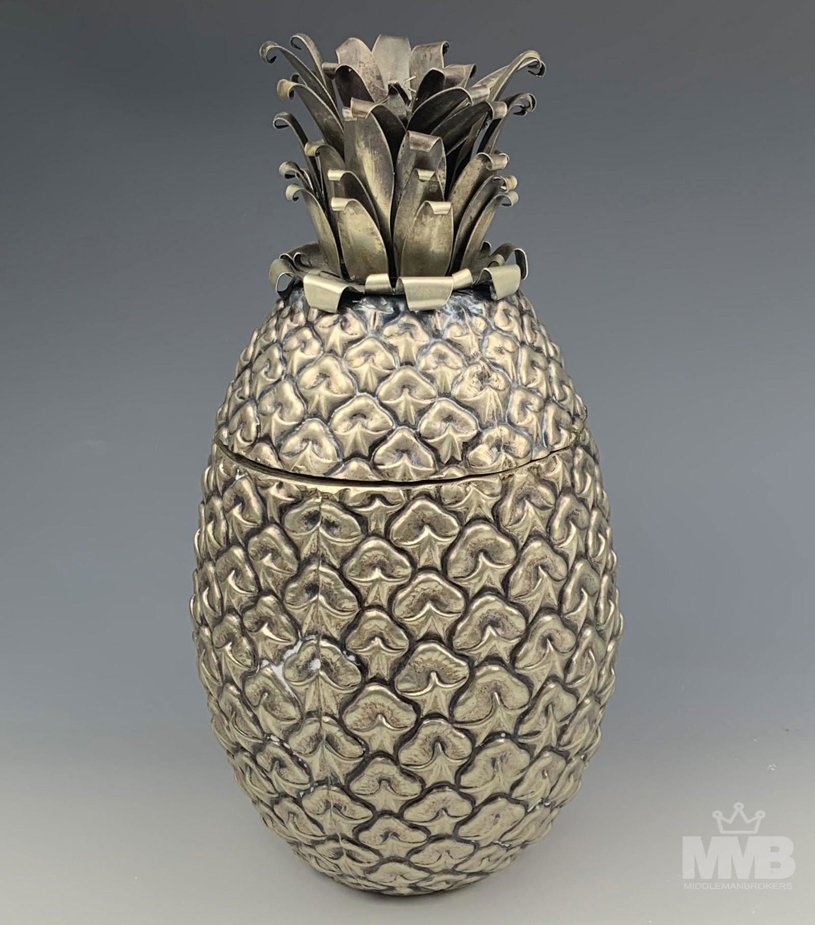 Polished Silver Metal Pineapple Ice Bucket Vessel (1 of 6)