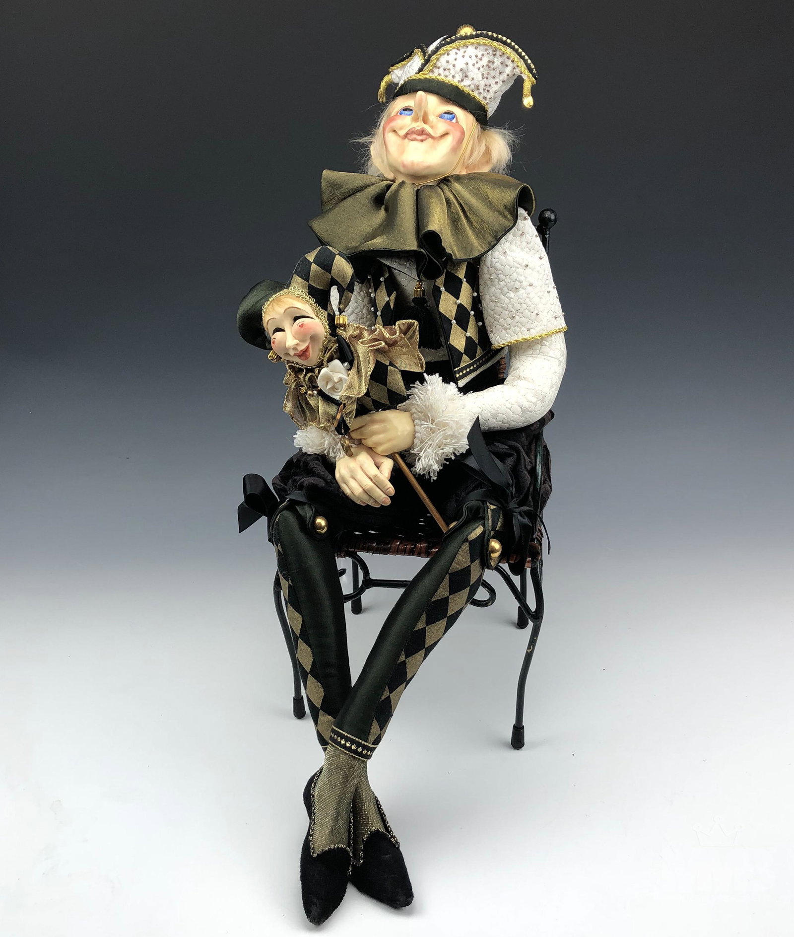 Mystery Artist Signed Jester Harlequin LE Wax Doll (1 of 11)
