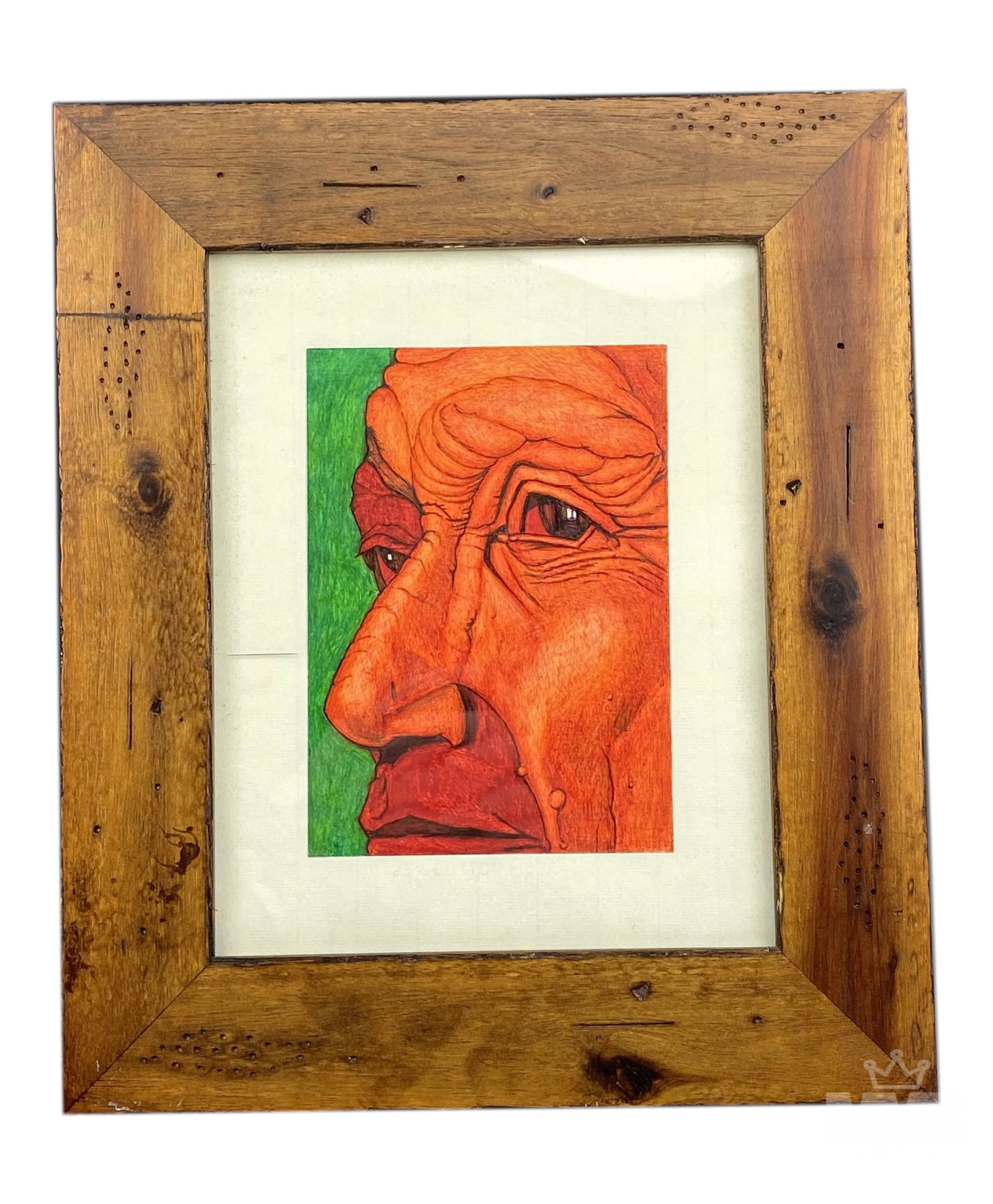 Dion Hitchings (American, b. 1958) Curly Bear Art: Dion Hitchings (American, Born 1958). Original Outsider Art from "ten little Indians 2014" collection. Titled on verso "curly bear" and signed Dion Hitchings and dated 2014. Untraditional media create