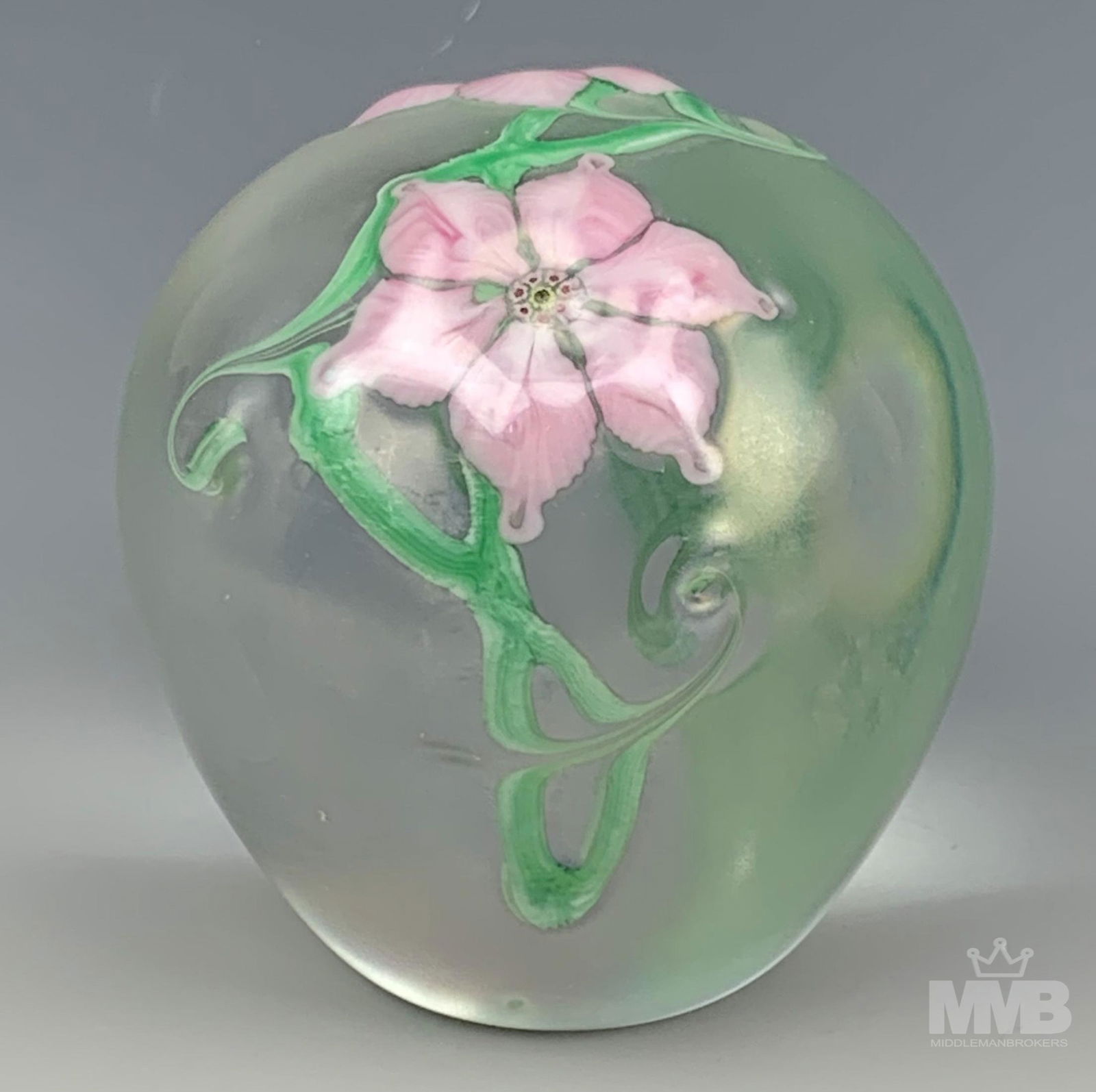 Vandermark Blown Art Glass Floral Paperweight (1 of 4)
