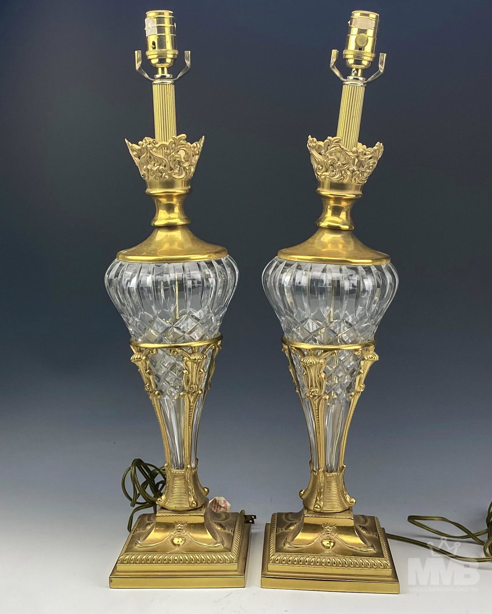 Hollywood Regency Heyco Brass Crystal Table Lamps (1 of 8)
