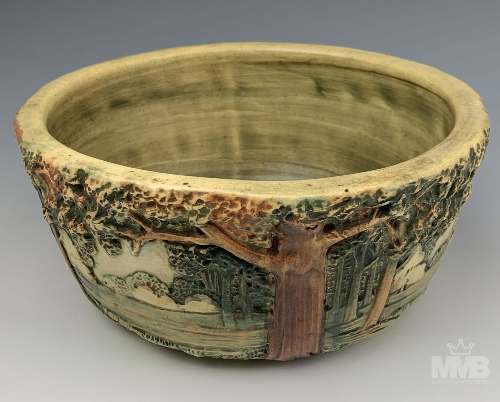 Weller Pottery Forest Landscape Art Deco Vase Bowl (1 of 5)