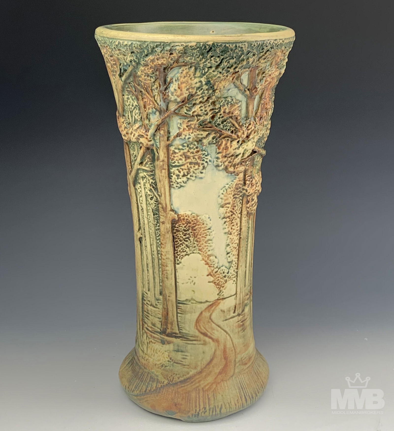 Weller Art Deco Forest Landscape Art Pottery Vase (1 of 6)