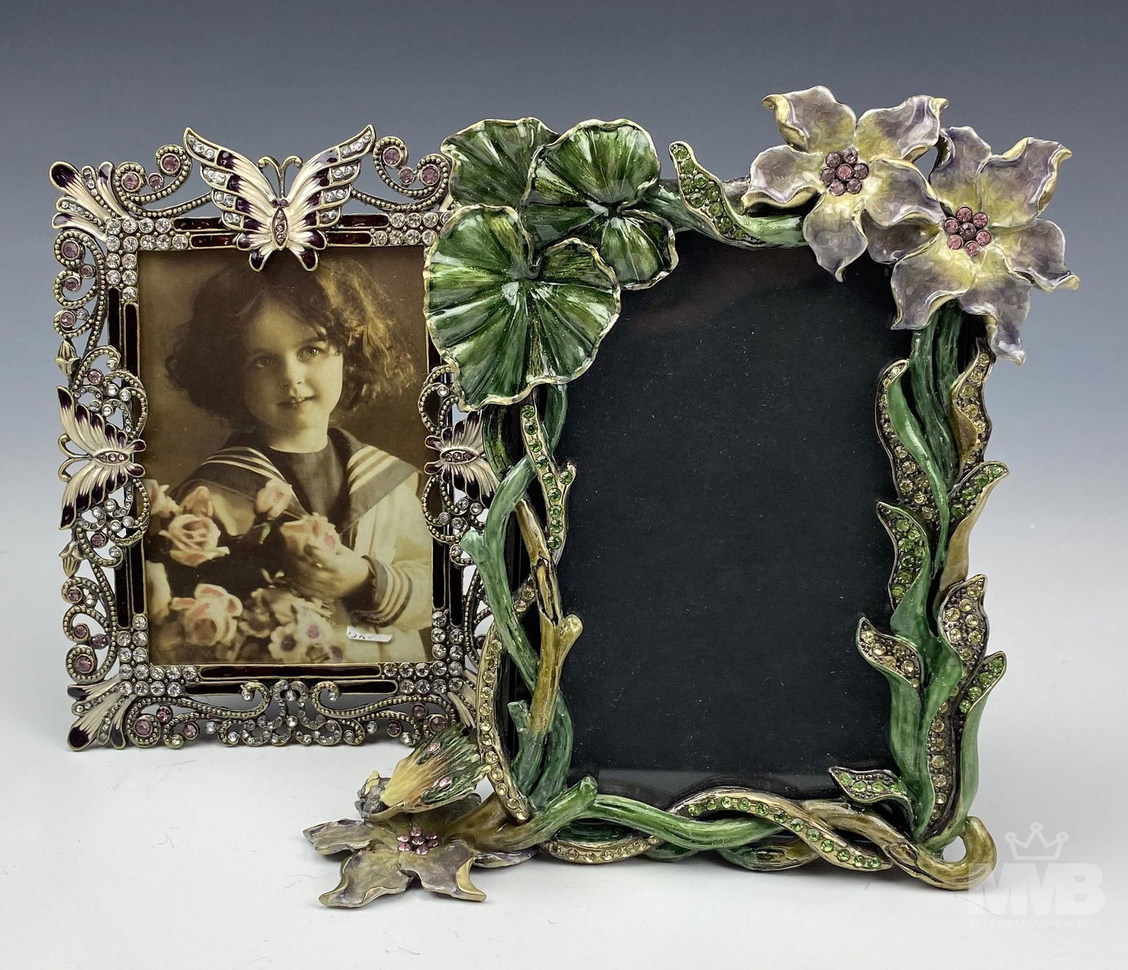 Enamel Butterfly Bejeweled Picture Photo Frame Lot (1 of 8)