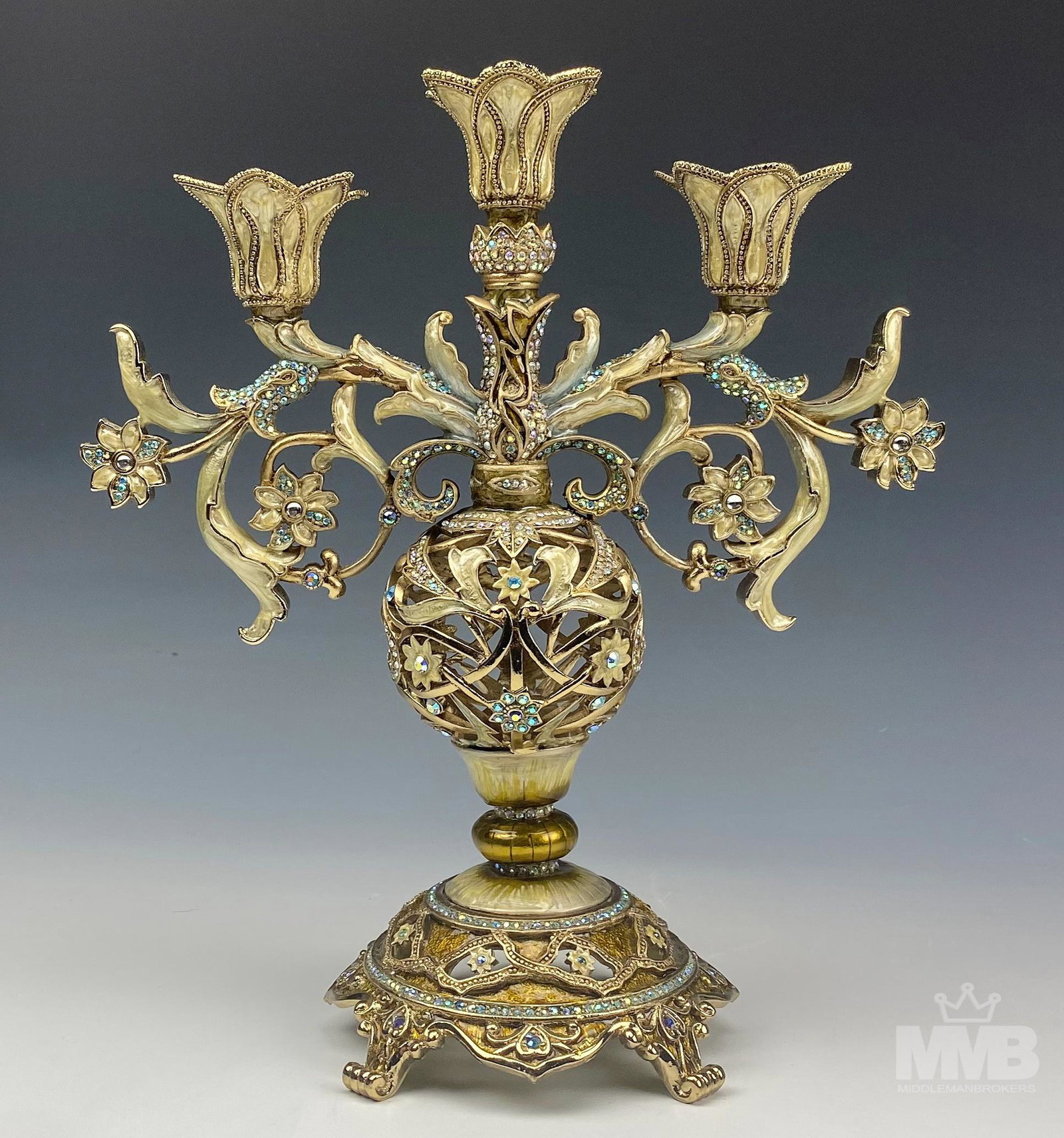 Cosmo Collection 11" Enameled Crystals Candelabra (1 of 9)