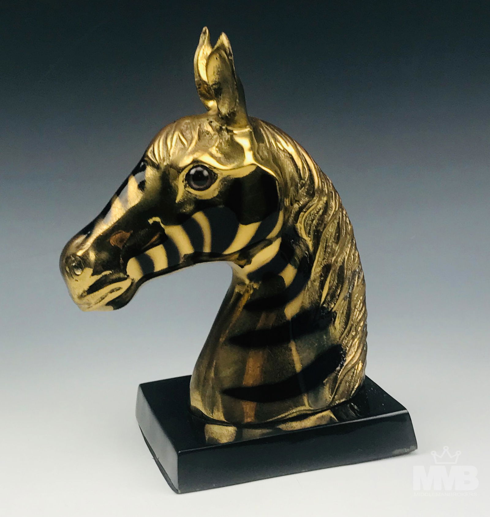 Brass Wild Safari Zebra Bust Head Art Sculpture (1 of 5)