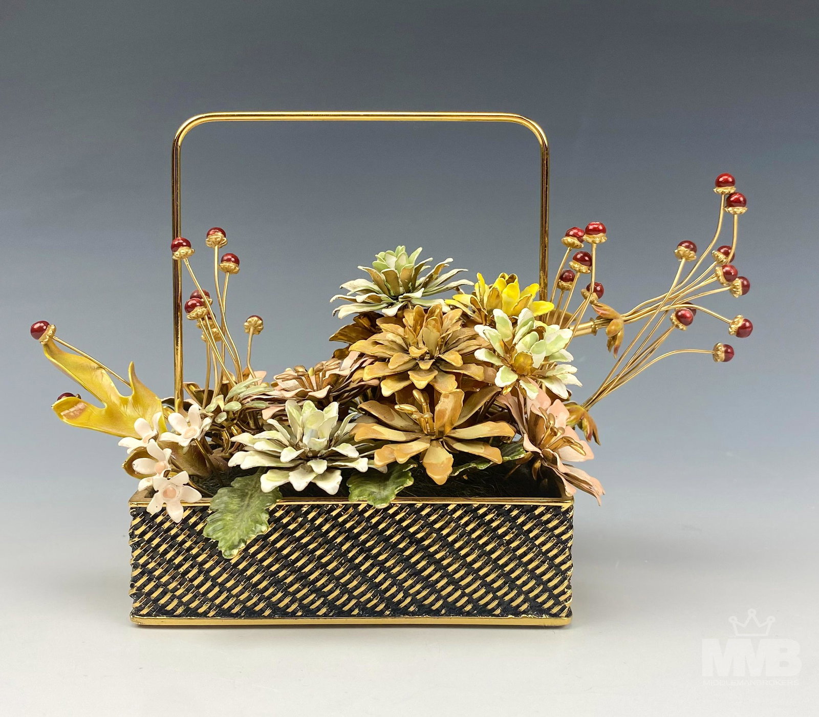 Gloria Vanderbilt Enameled Flower Bouquet Basket (1 of 7)