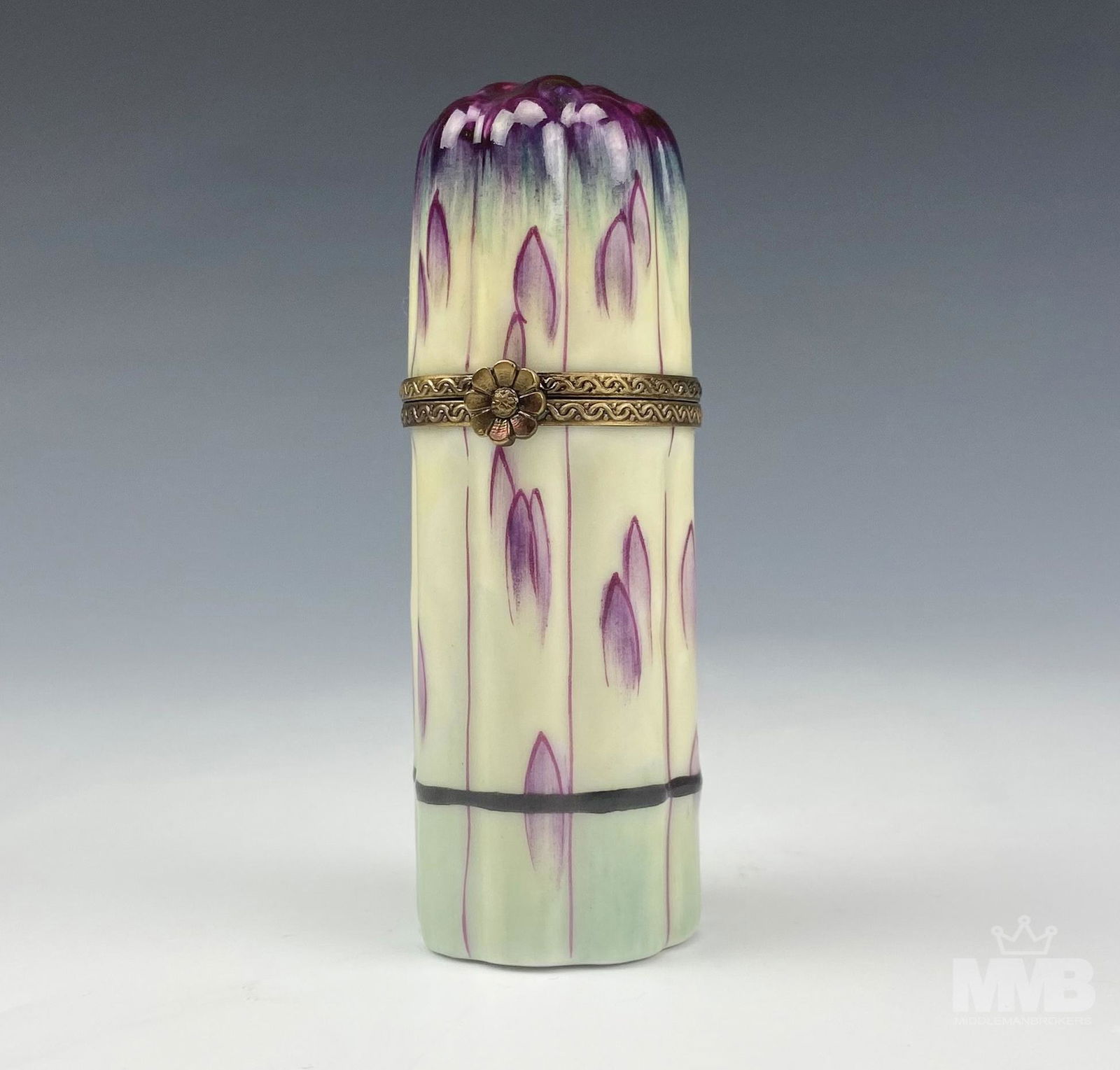 Limoges French Porcelain 3" Asparagus Trinket Box (1 of 6)