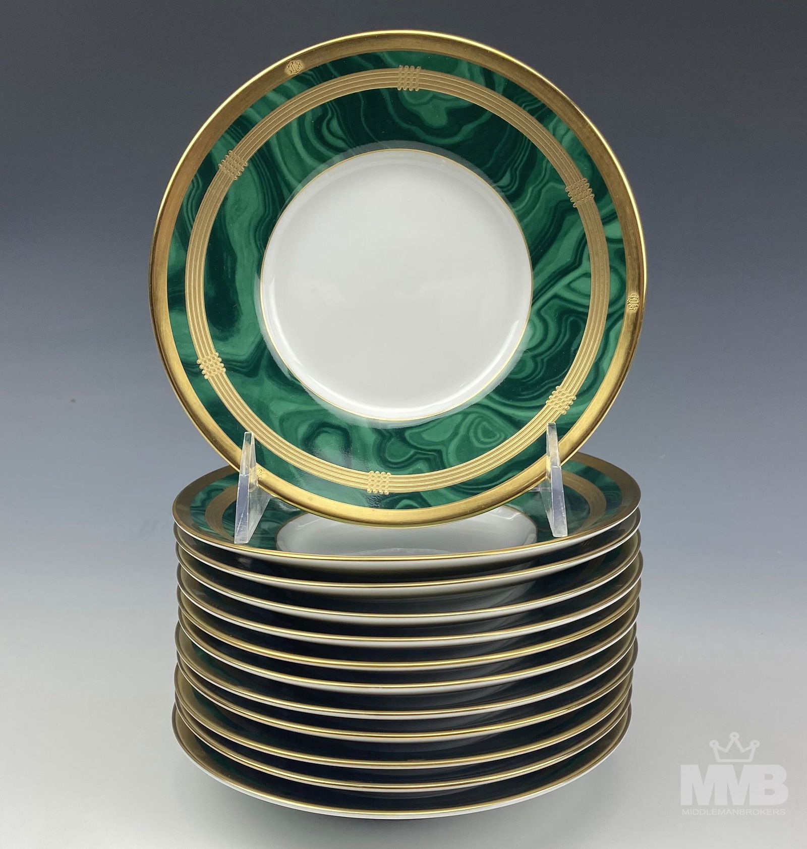 Christian Dior 12 Gaudron Malachite Saucer Plates (1 of 3)