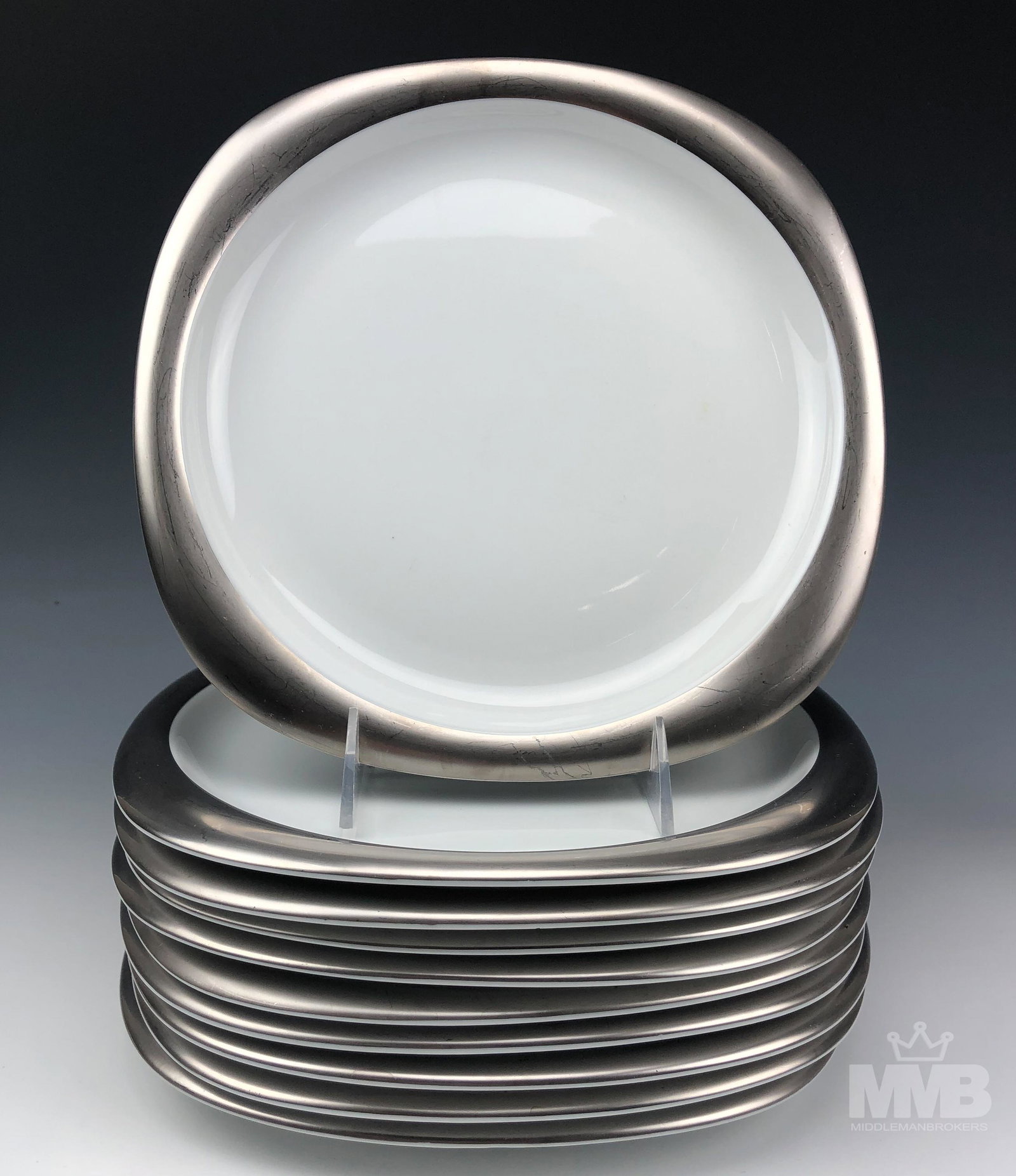 Rosenthal Suomi Platinum Dinner Plates Set Of 12 (1 of 6)