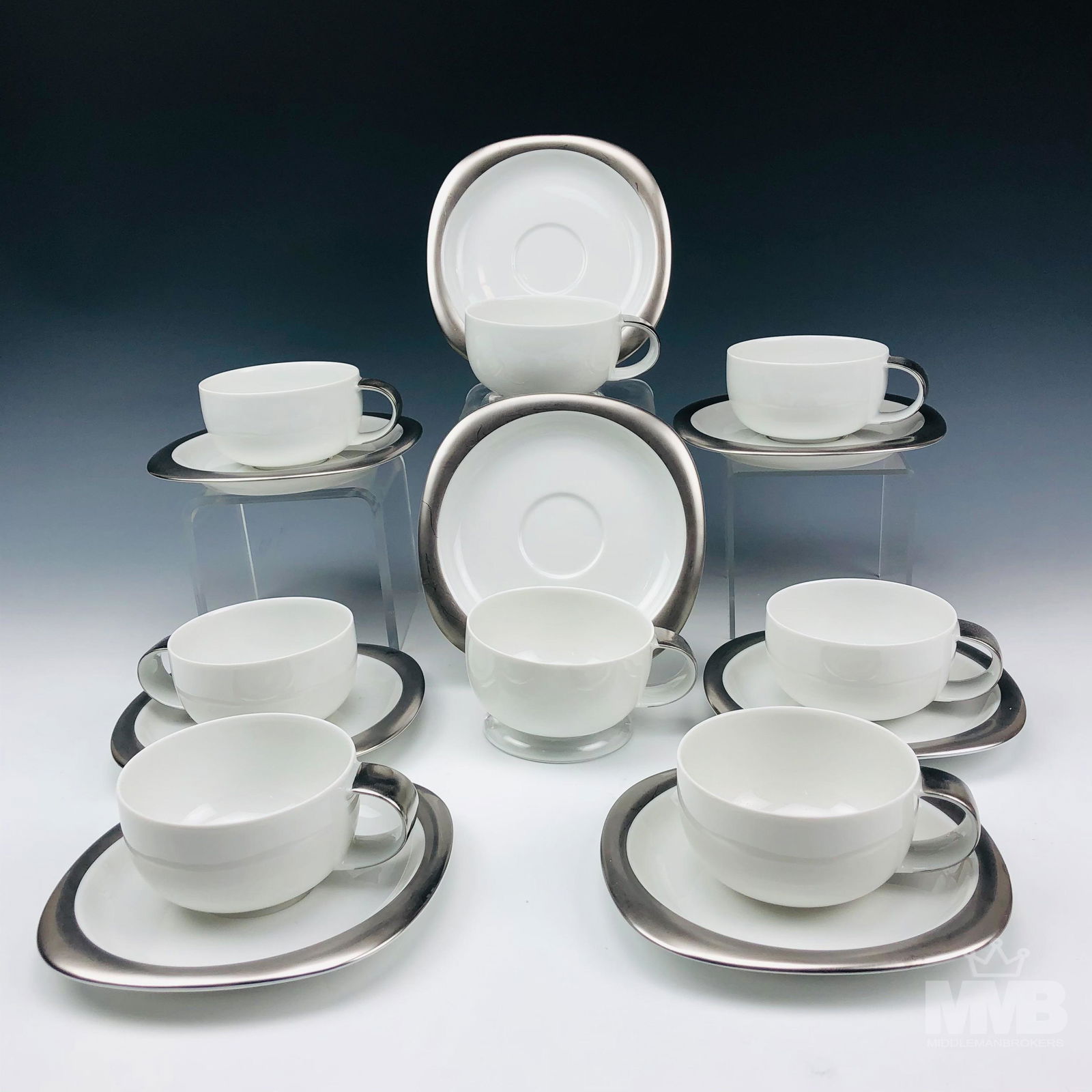 Rosenthal Suomi Platinum Tea Cups and Saucers Set (1 of 5)