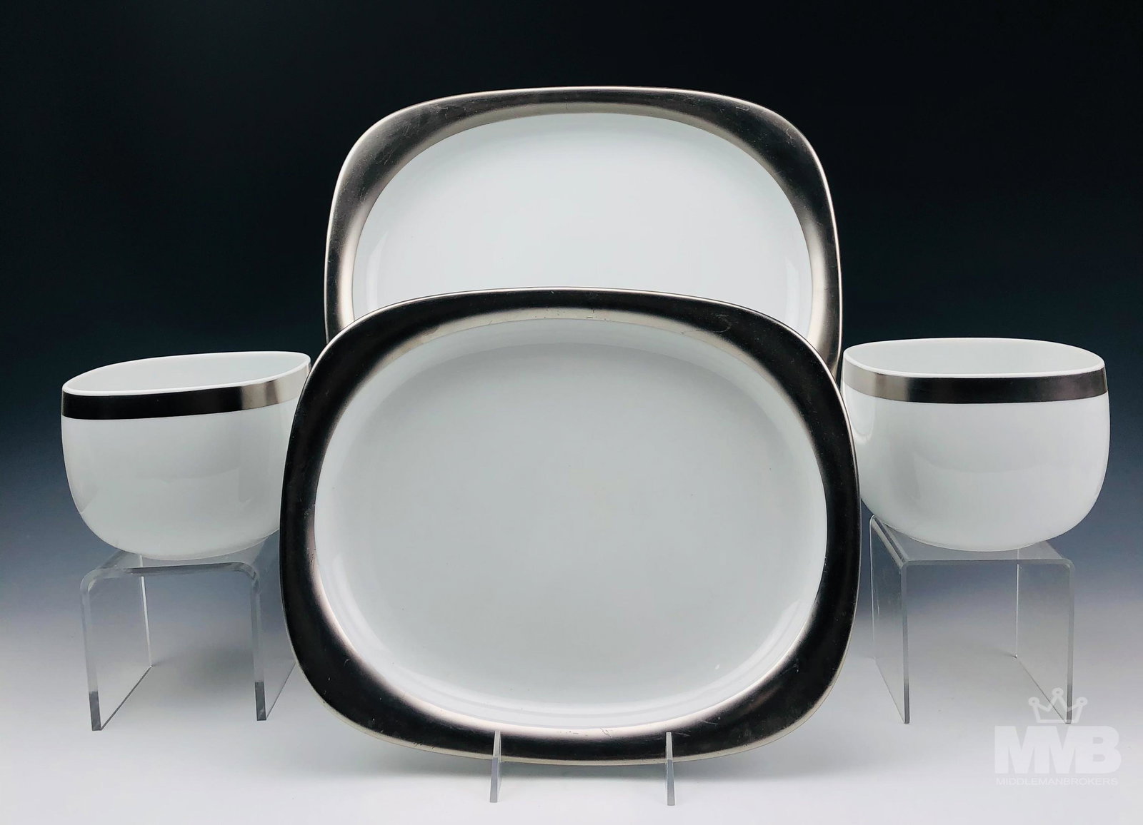 Rosenthal Suomi Platinum Bowl & Serving Tray Group (1 of 7)