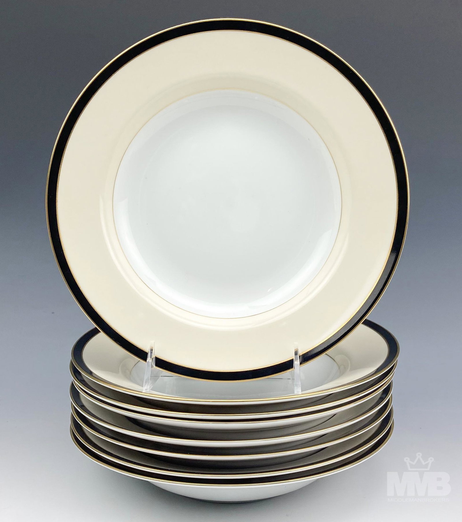 Fitz & Floyd Monmartre Black Band Soup Bowls Group (1 of 5)