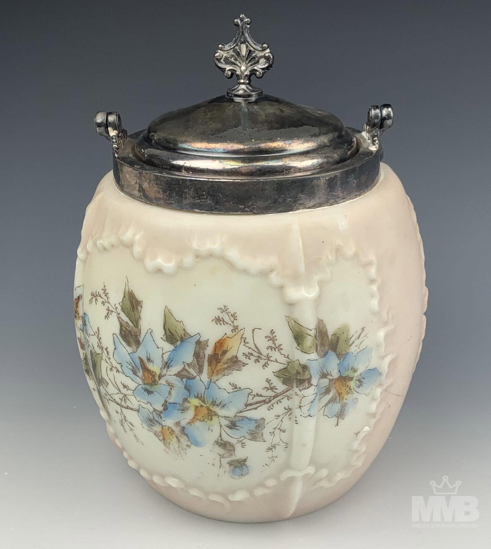 Wavecrest Antique Victorian Glass Biscuit Barrel (1 of 7)