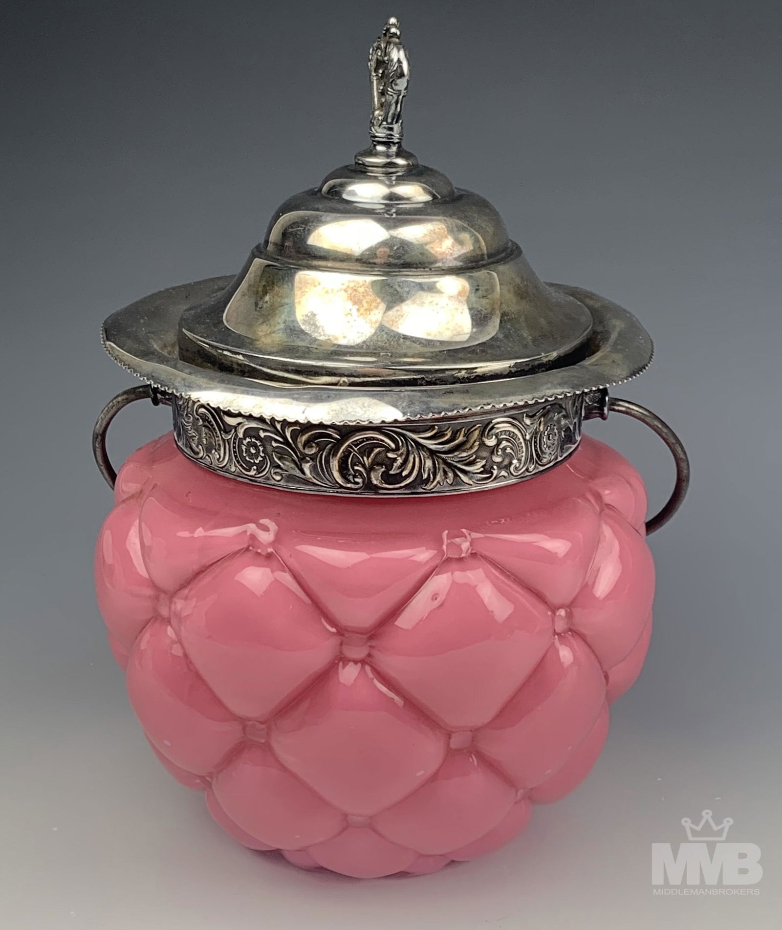 Consolidated Pink Tufted Glass Antique Biscuit Jar (1 of 7)