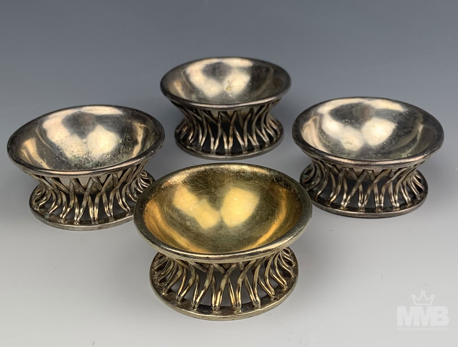 Pierced Silver Plate Salt Cellar Dip after Tiffany (1 of 5)