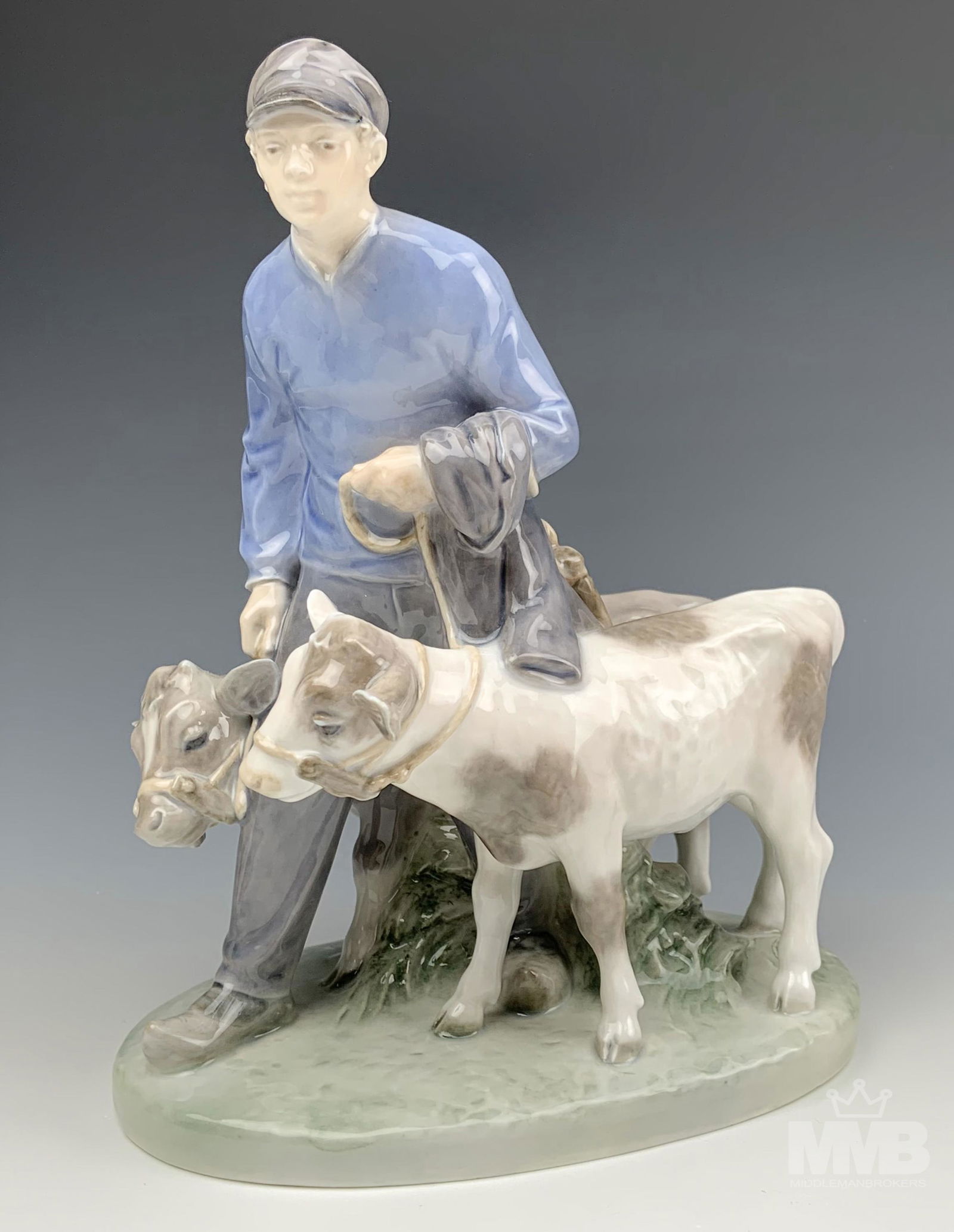 Royal Copenhagen Boy and Calves Porcelain Figurine (1 of 8)