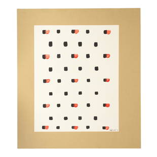 Roberto Maisonet (b.1986) Modernist Oil Painting: Roberto Maisonet (American, born 1986). Original oil painting on board. A Modernist brush stroke study with geometrical forms in black and red. Presented in a decorative matte. Good overall