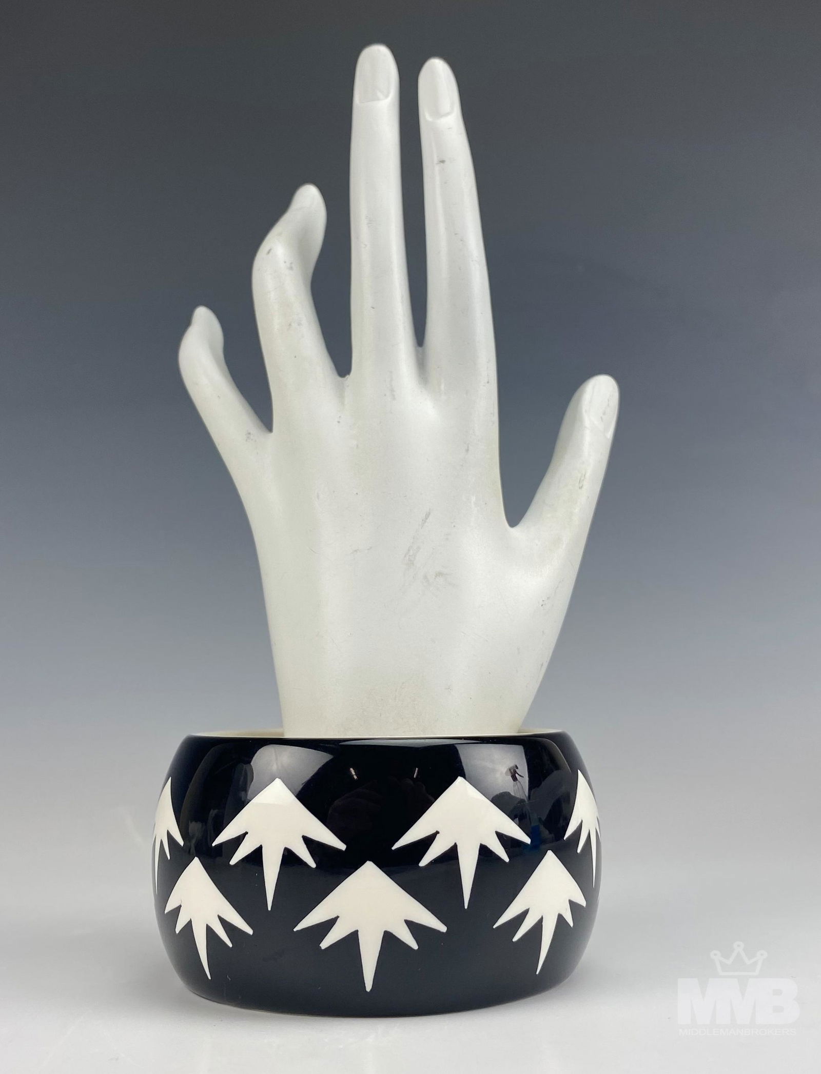 Rafia & Bossa Black & White Cuff Bangle Bracelet (1 of 5)