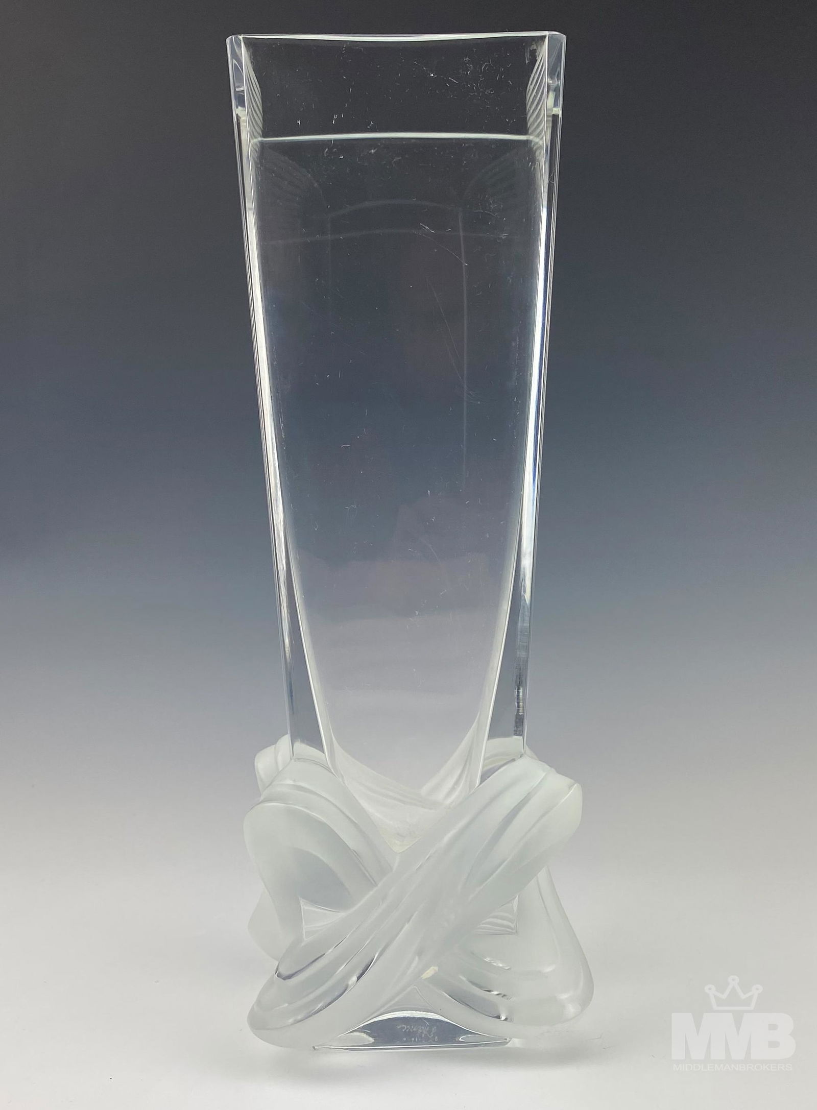 Lalique Clear & Frosted Swirl Crystal Vase Signed (1 of 6)