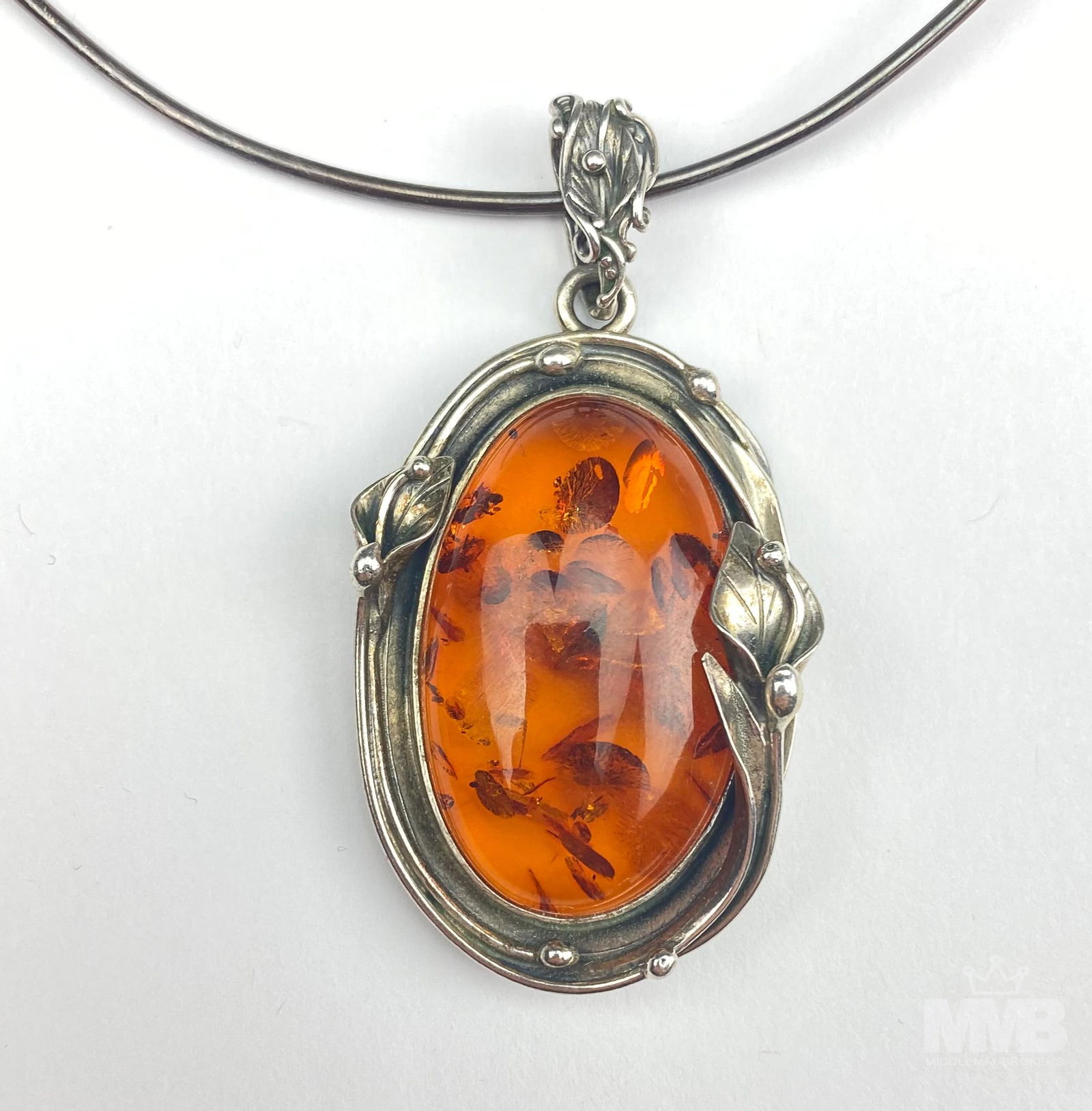 Sterling Silver Baltic Amber Pendant and Necklace (1 of 5)
