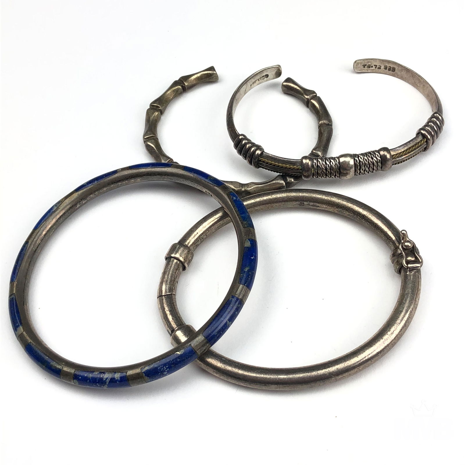 Lot of 4 Sterling Silver Bangle Cuff Bracelets (1 of 12)