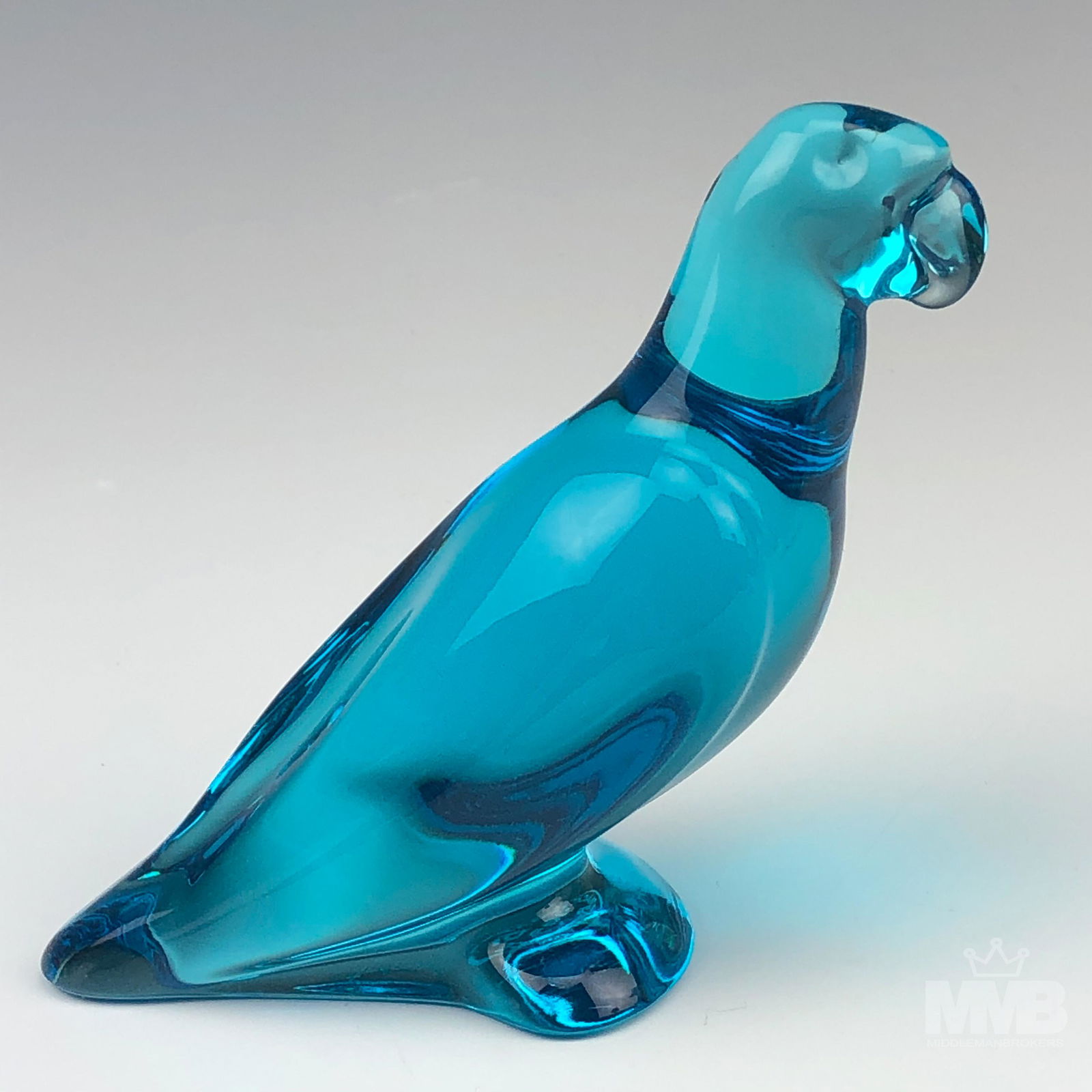 Baccarat Rare Teal Blue Crystal Parrot Figurine (1 of 5)