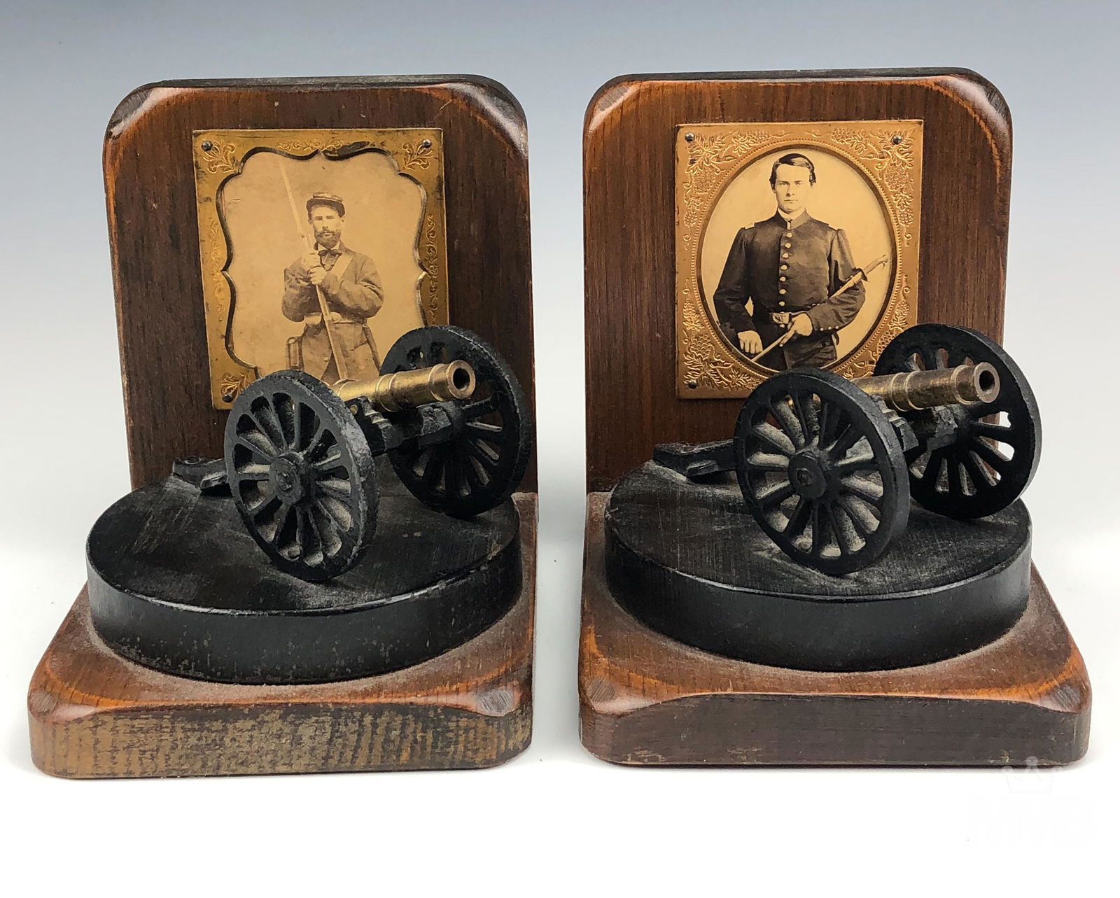Pair of Wood & Gilded Iron Cannon Book Ends (1 of 4)