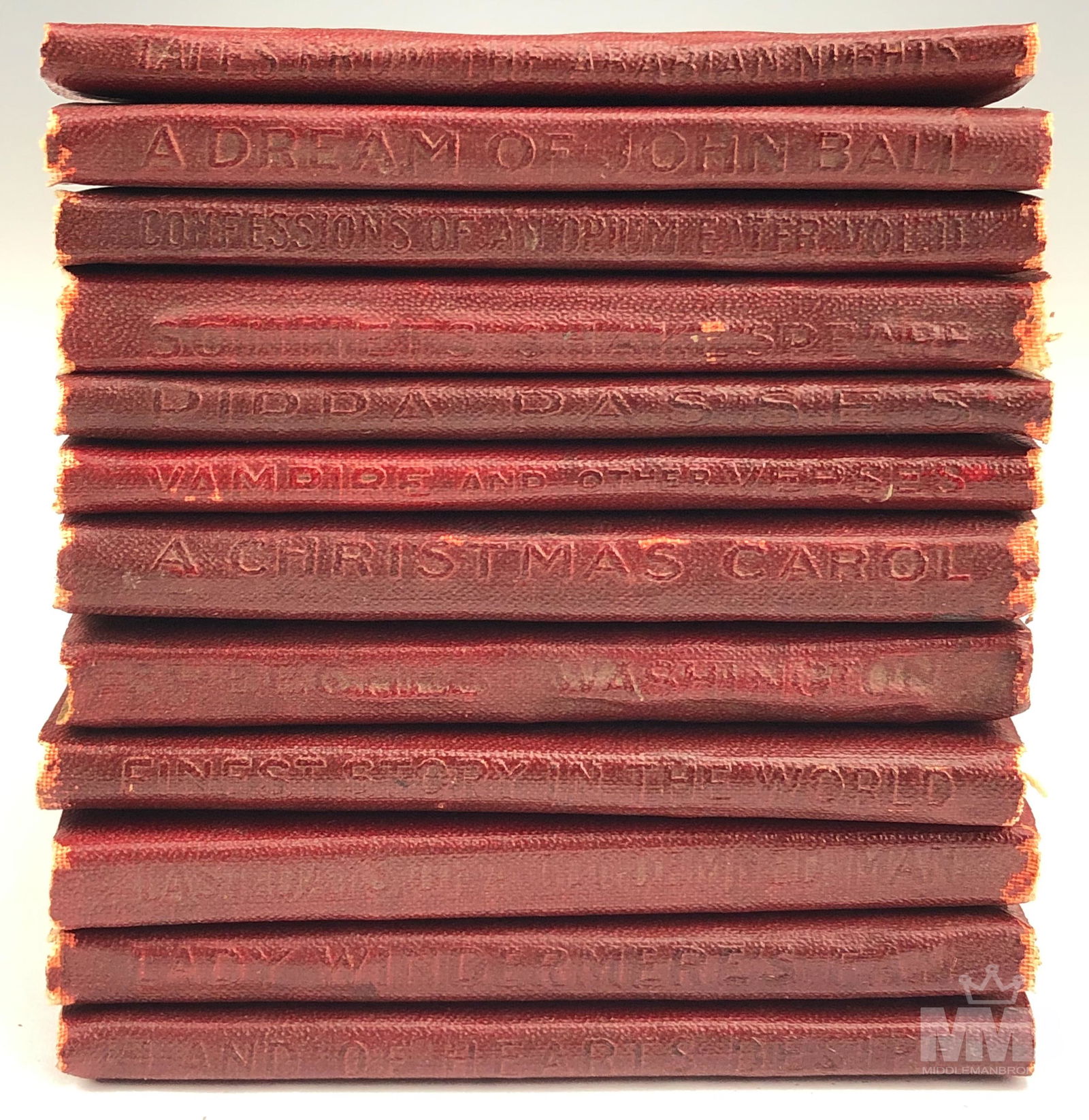 Antique Little Leather Library N.Y Book Set of 12 (1 of 12)