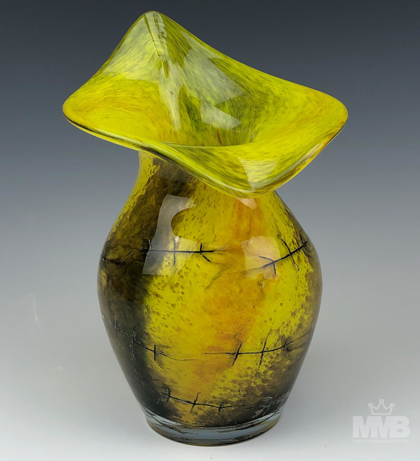 Murano Style Italian Hand Blown Art Glass Vase (1 of 5)