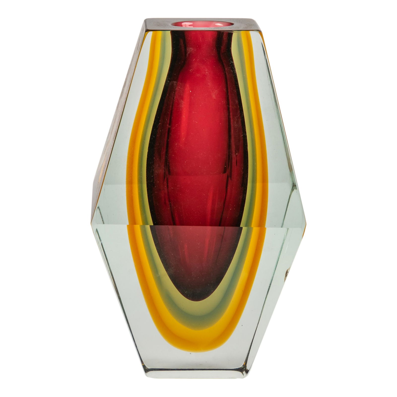 Murano Sommerso Mid Century Faceted Art Glass Vase (1 of 7)
