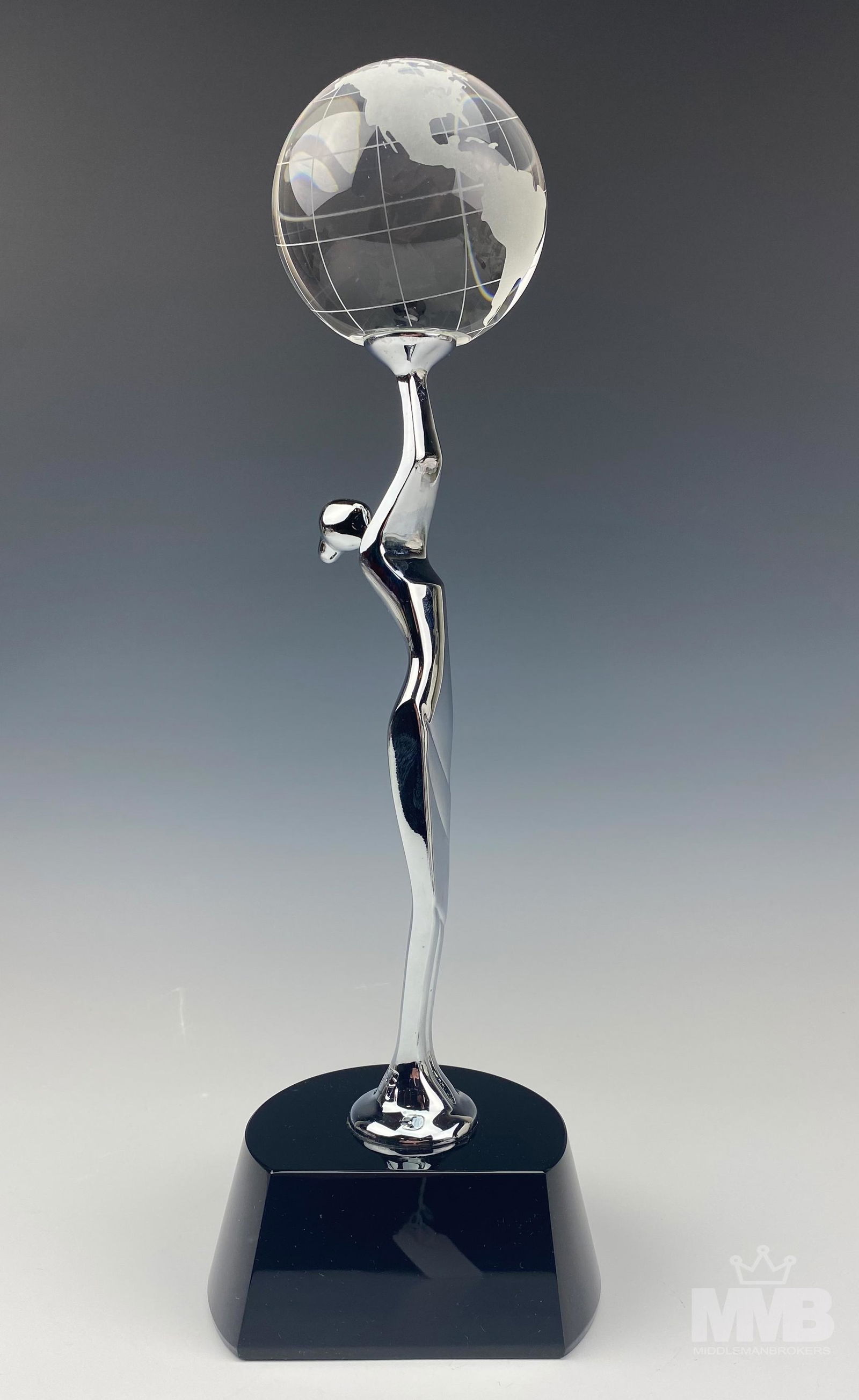 Murano Style Art Glass Deco Statue Globe Sculpture (1 of 6)