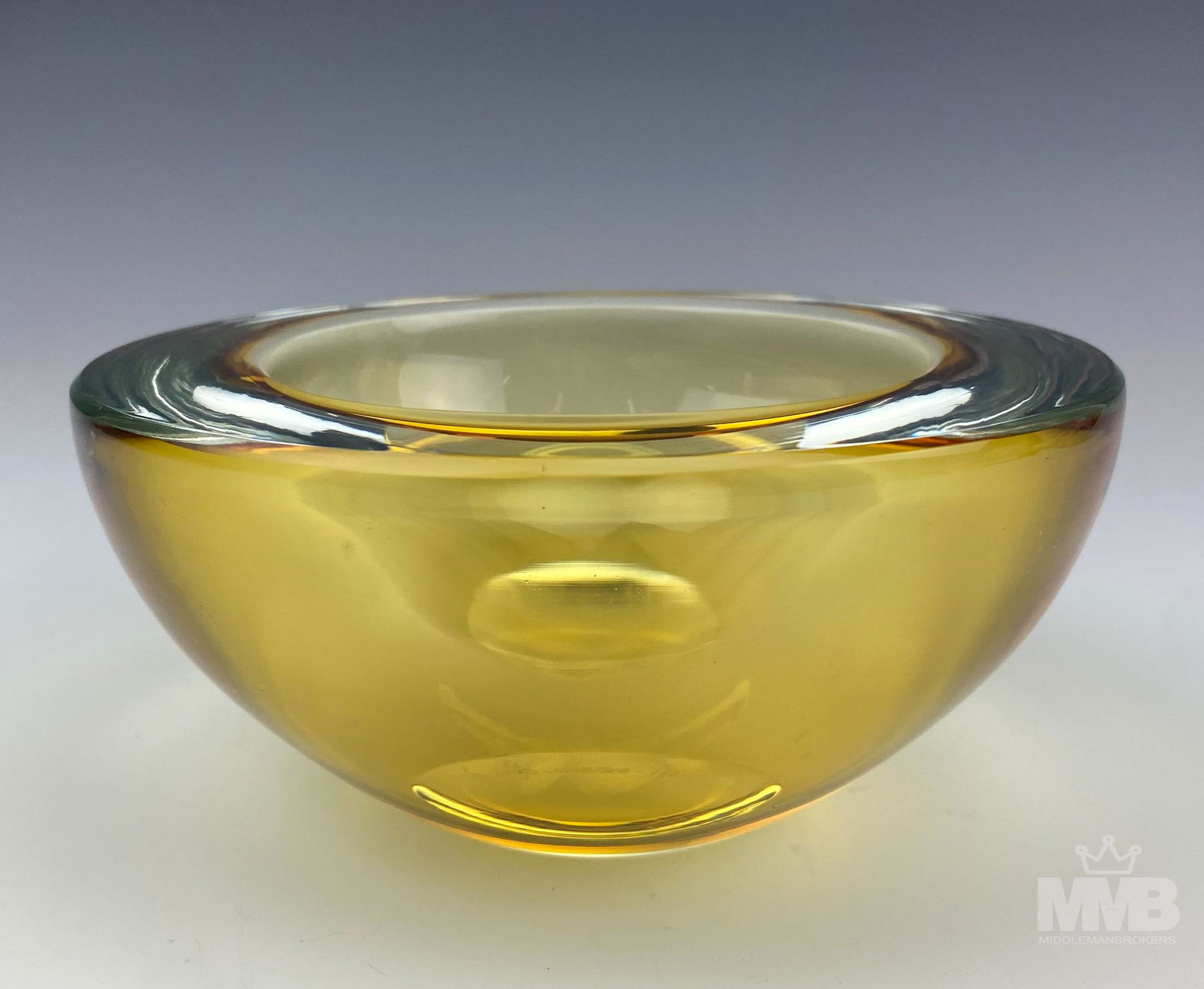 Murano Amber Art Glass Bowl SIGNED De Majo 1996 (1 of 6)