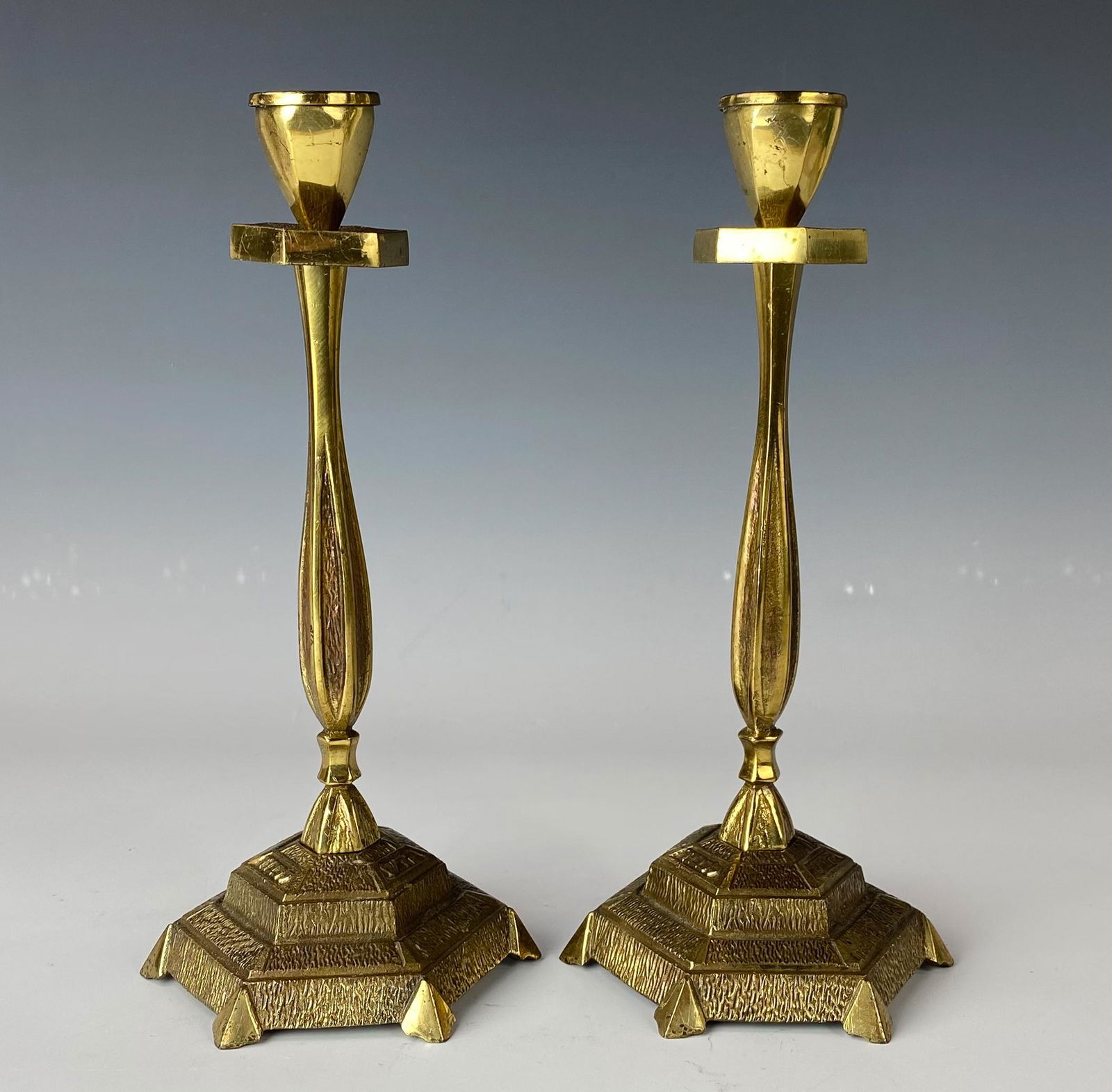 Pr Sabra Israel Jewish Judaica Brass Candleholders (1 of 6)