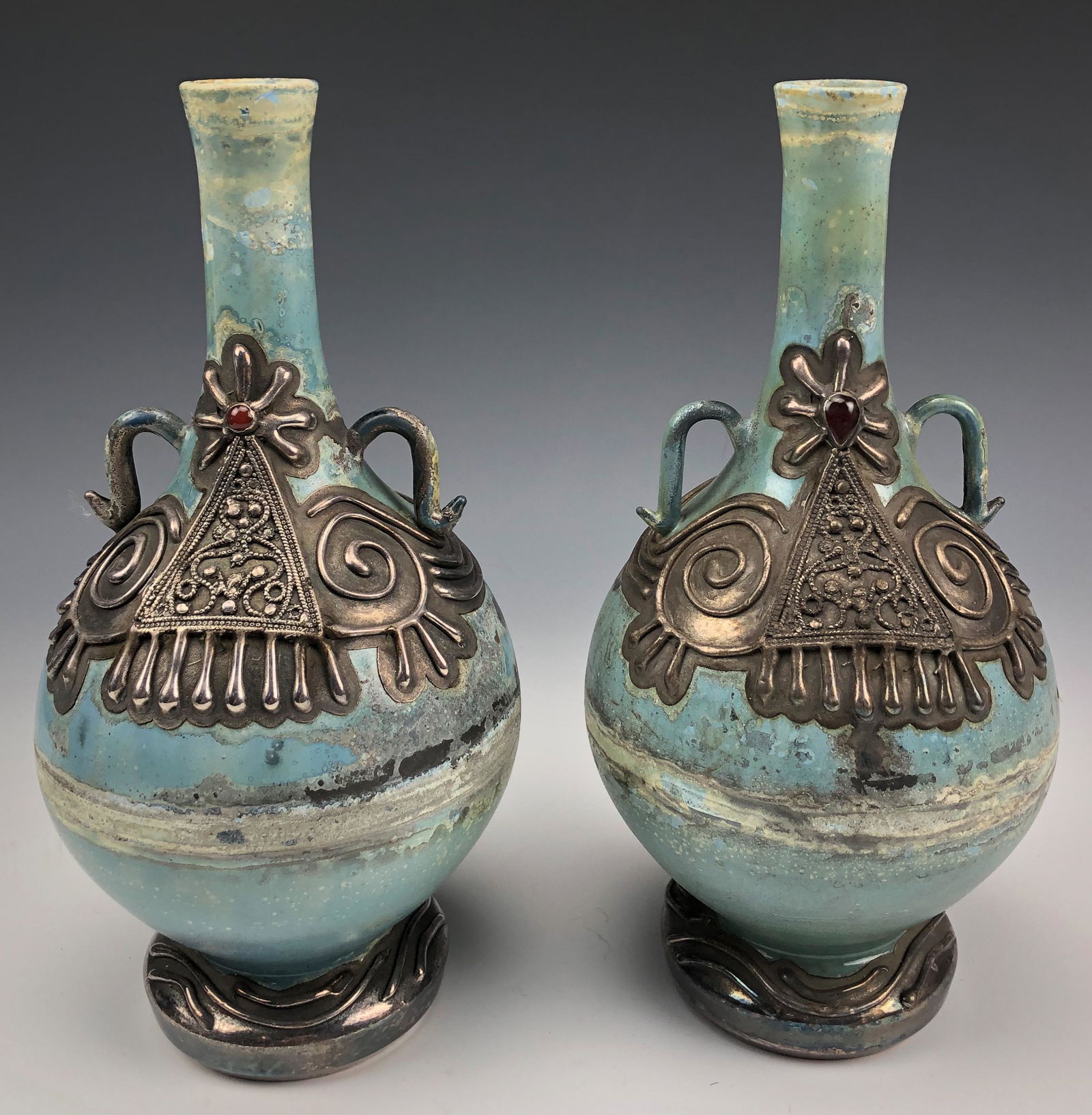 2 Domar Israel Sterling Silver Overlay Glass Vases (1 of 6)