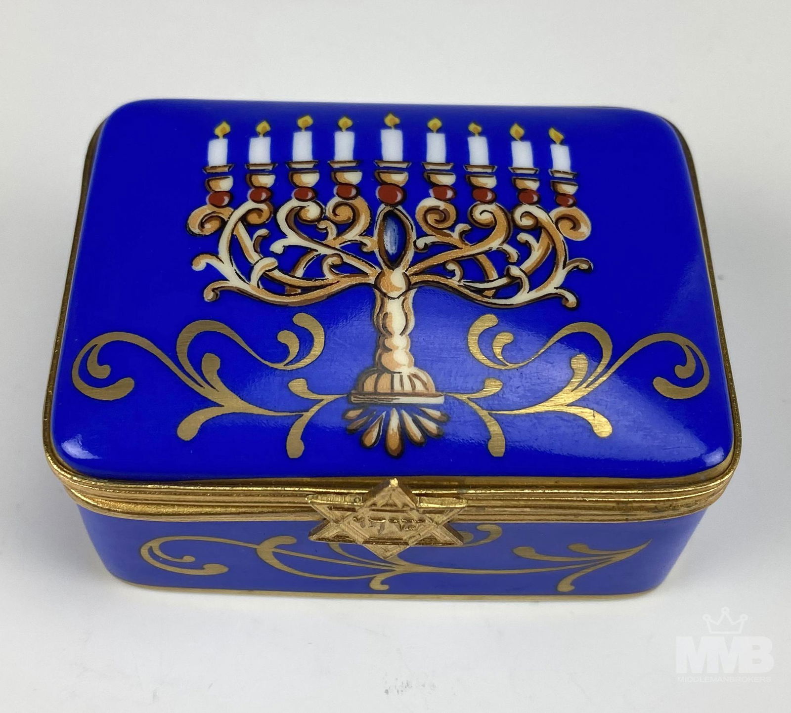 Limoges Menorah Porcelain Hanukkah Trinket Box (1 of 6)