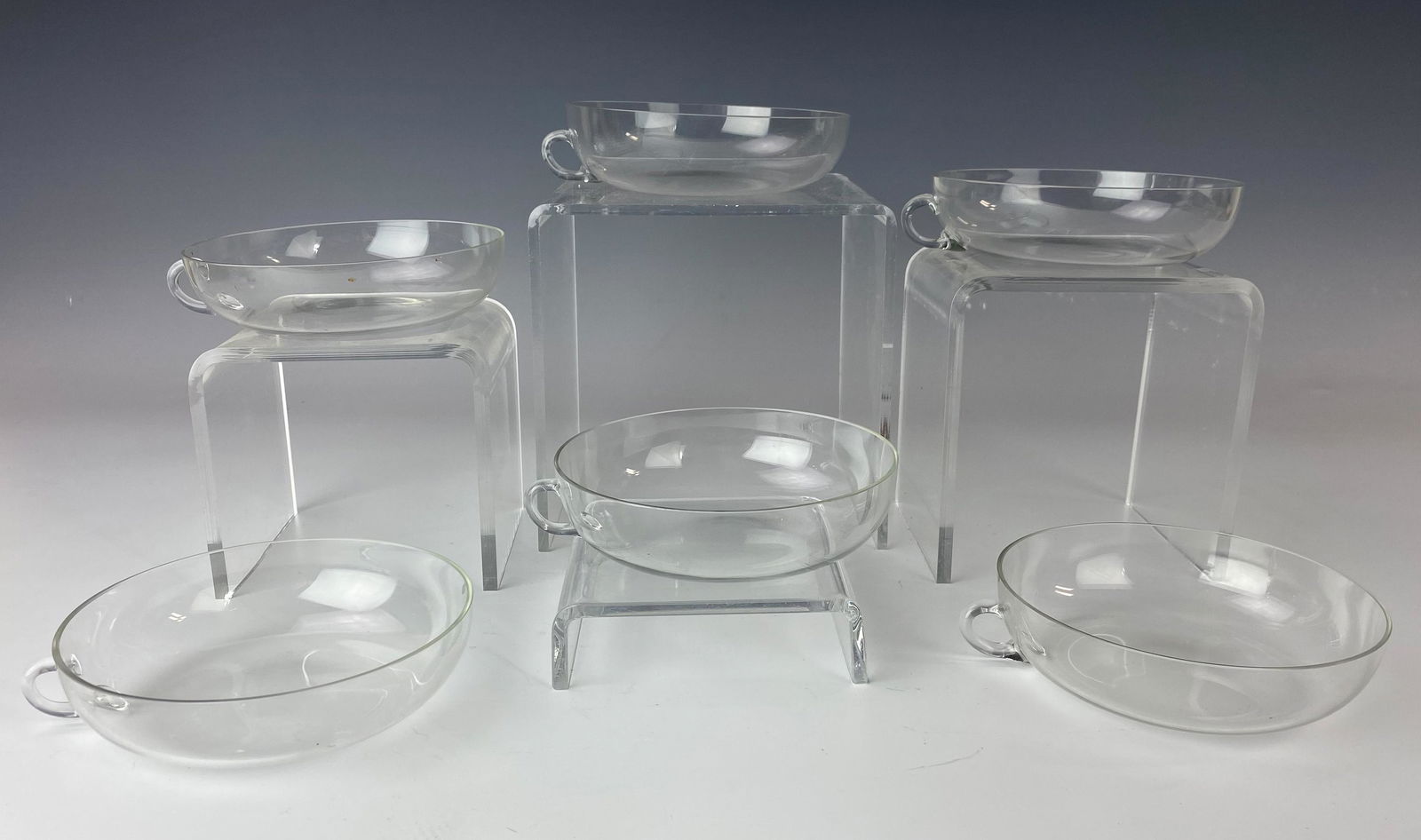 Set 6 Clear Hand Blown Glass Round Nappy Dish Bowl (1 of 3)