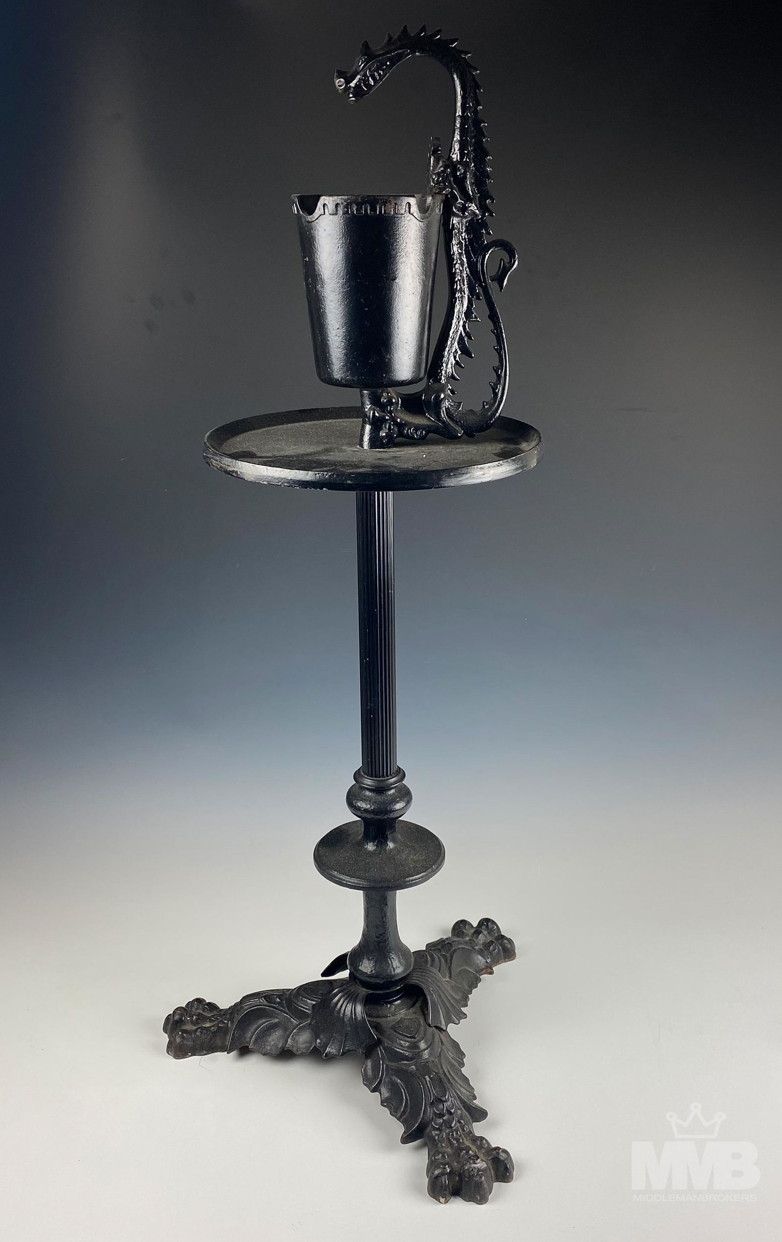 Cast Iron Dragon Figural Floor Standing Ashtray (1 of 4)